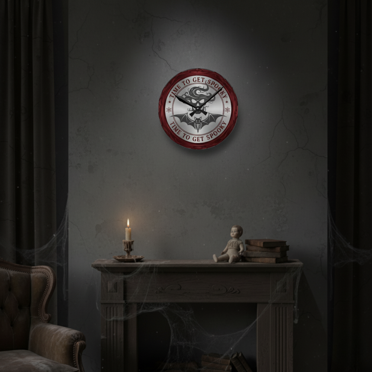  "Time To Get Spooky" Acrylic Wall Clock, Halloween Home Decor, Gothic Room Decor, Unique Gift, Seasonal Wall Art, Time to Get Spooky