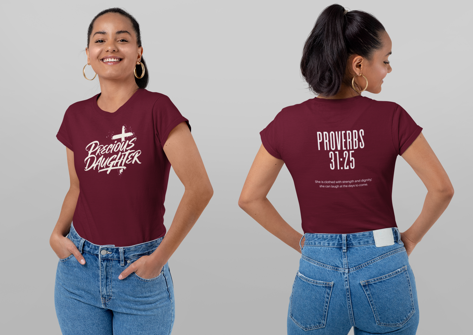 Women's Inspirational Tee - Precious Daughter - Vintage Style, Faith-Based Gift for Her, Christian Apparel, Easter, Birthday product thumbnail image