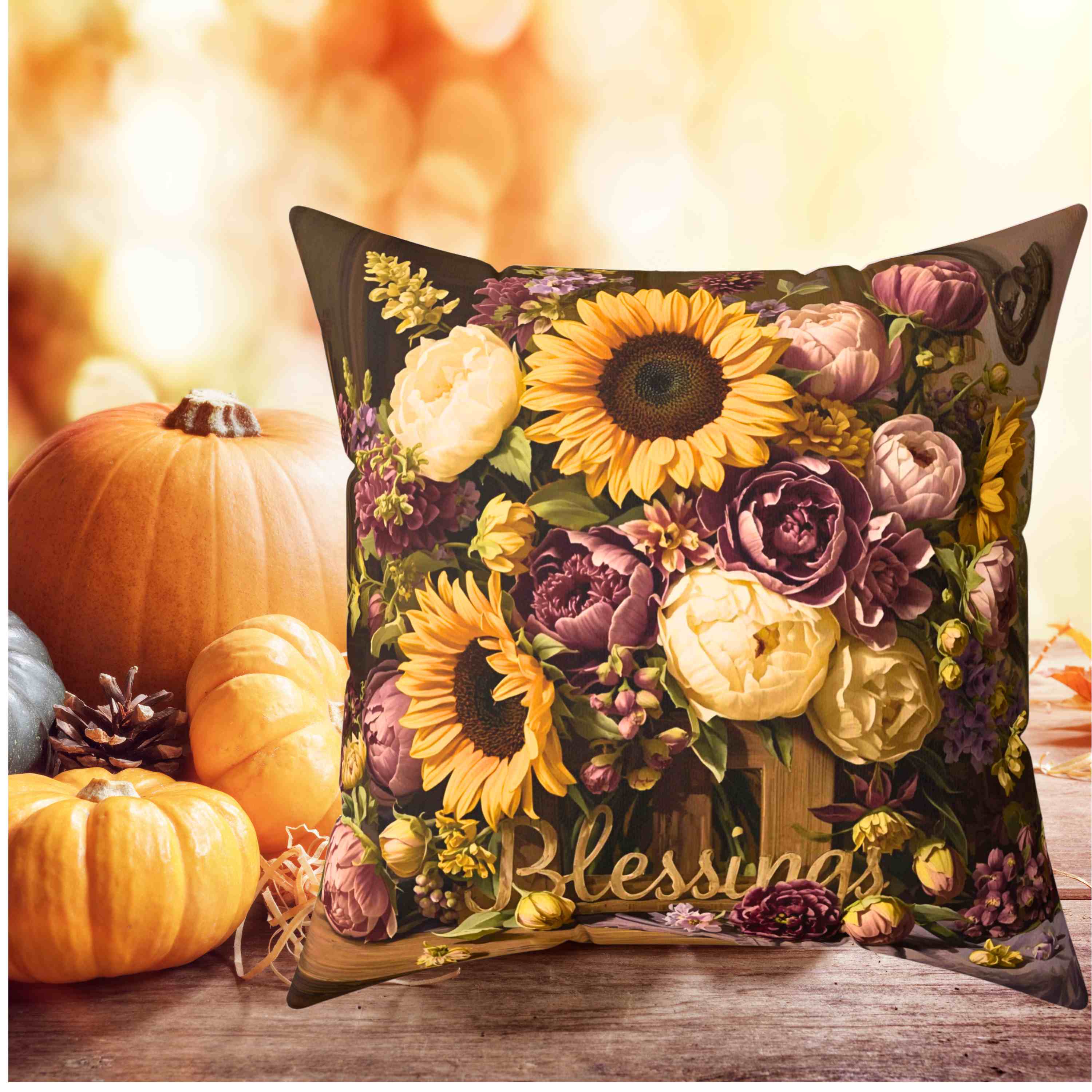 Floral Blessings Pillow | Home Decor Accent, Gift for Garden Lovers, Cozy Throw Pillow, Couch Cushion, Harvest Decor product thumbnail image