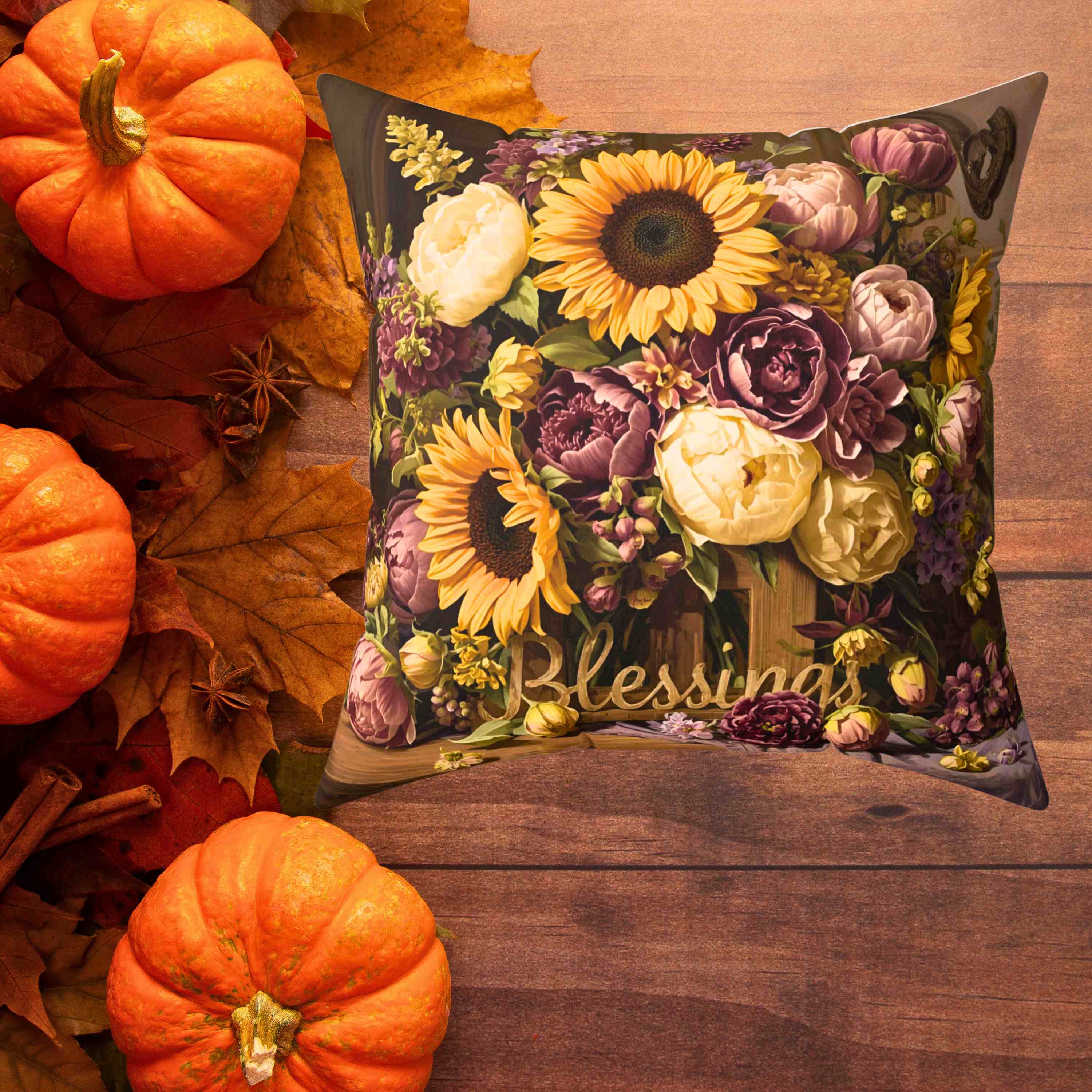 Floral Blessings Pillow | Home Decor Accent, Gift for Garden Lovers, Cozy Throw Pillow, Couch Cushion, Harvest Decor product thumbnail image