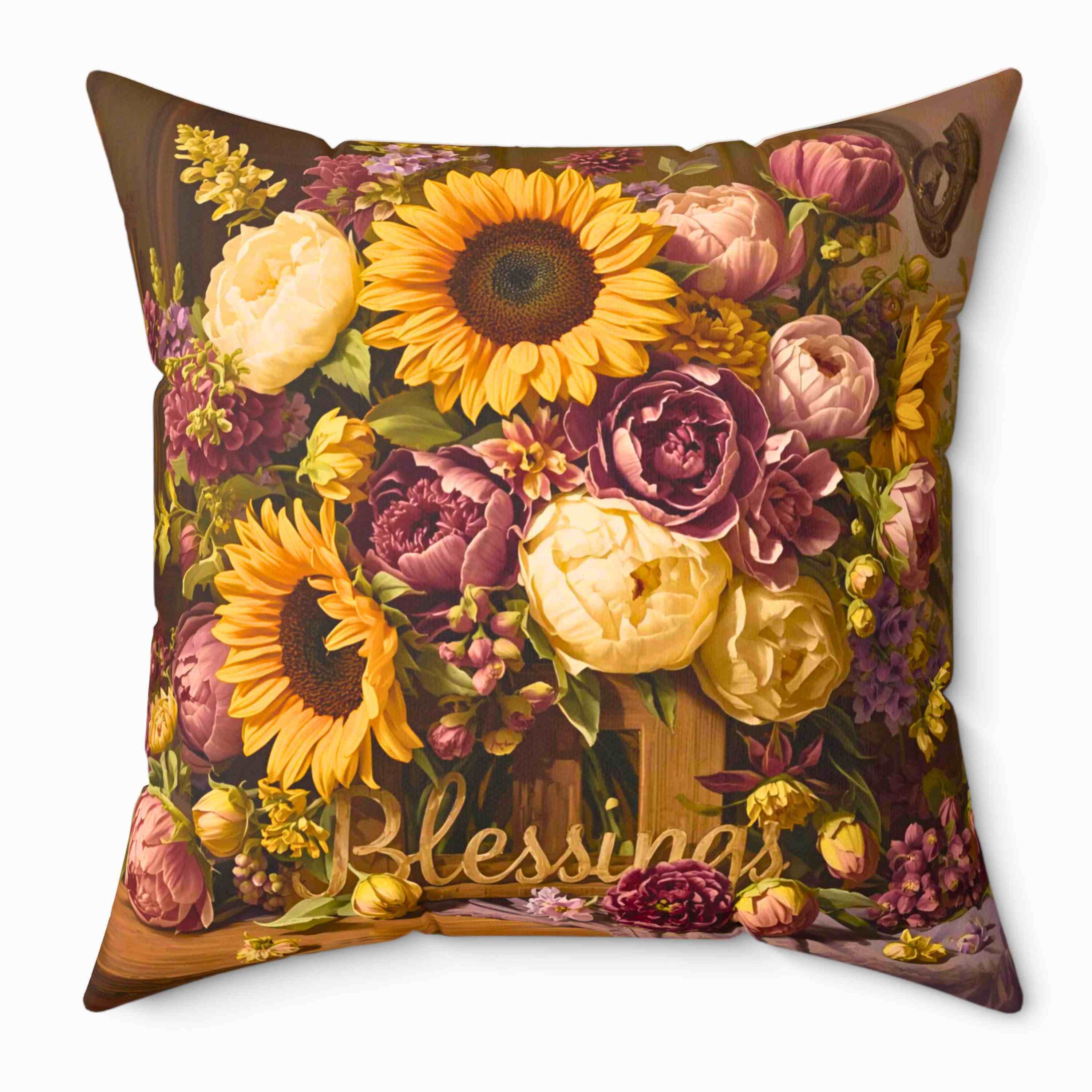 Floral Blessings Pillow | Home Decor Accent, Gift for Garden Lovers, Cozy Throw Pillow, Couch Cushion, Harvest Decor product thumbnail image