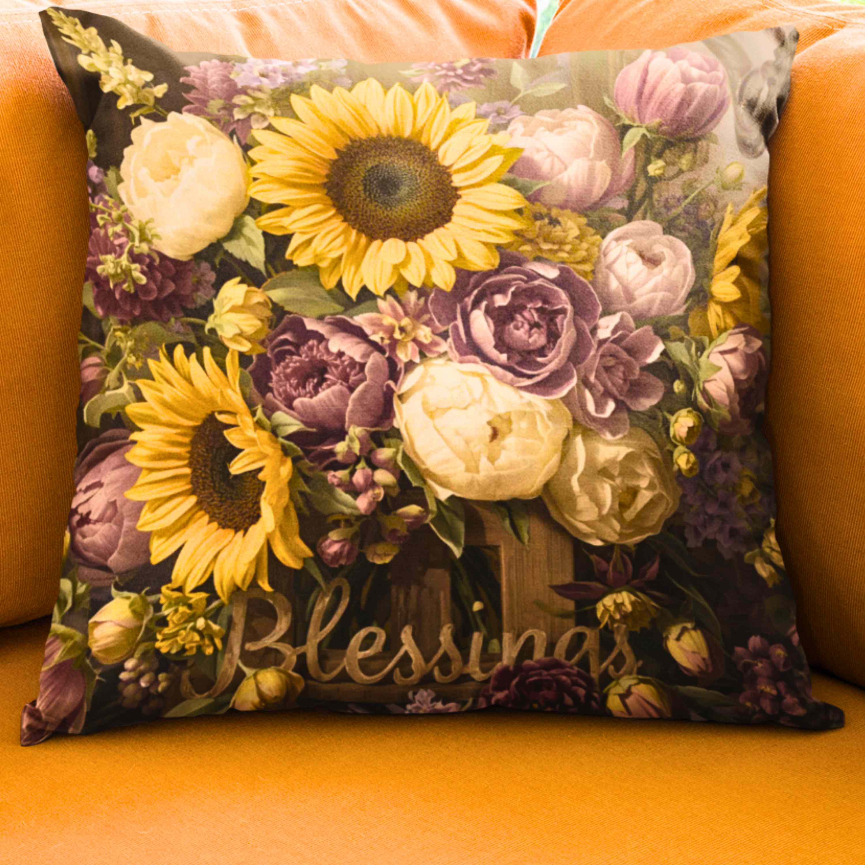 Floral Blessings Pillow | Home Decor Accent, Gift for Garden Lovers, Cozy Throw Pillow, Couch Cushion, Harvest Decor product thumbnail image