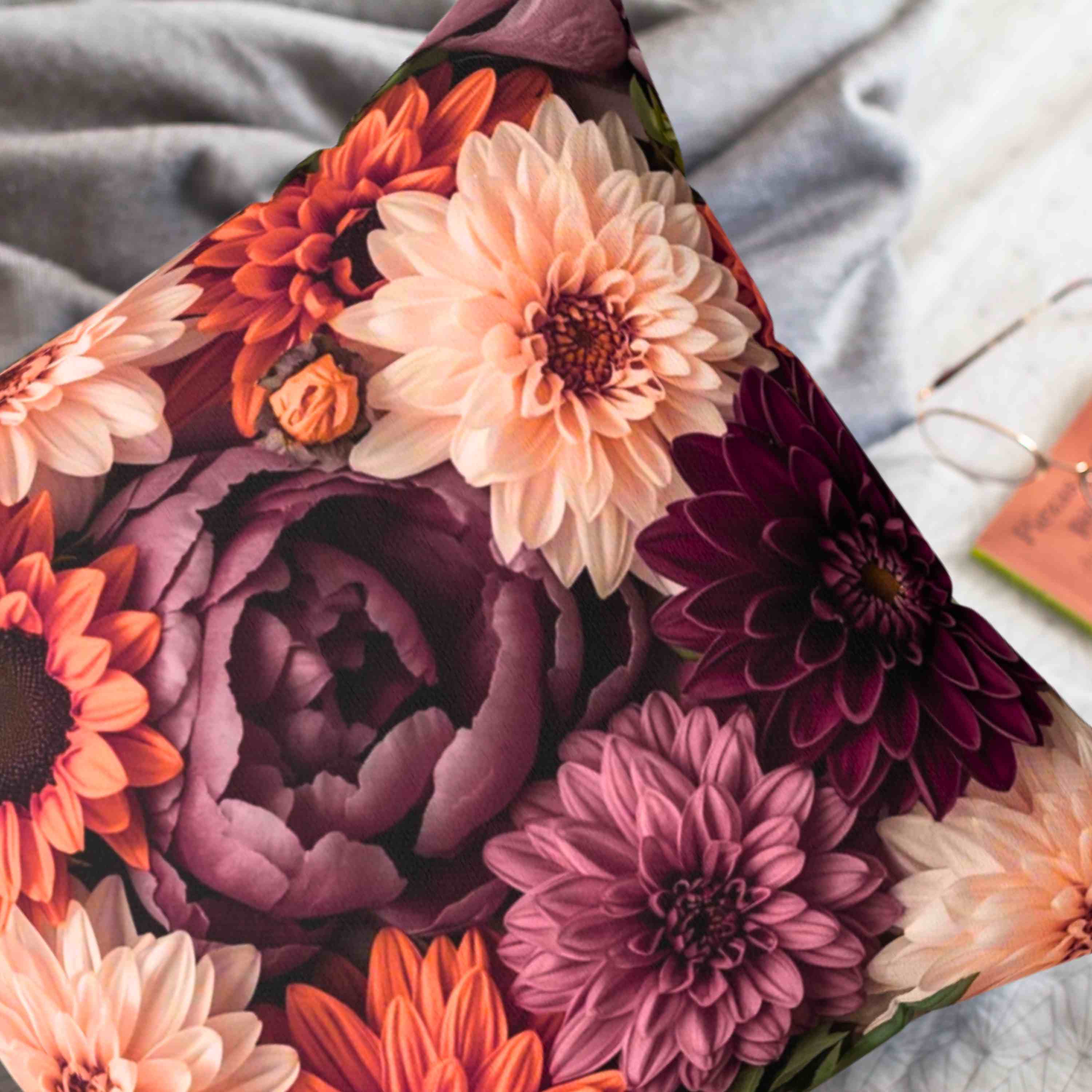 Autumn Floral Square Pillow, Decorative Throw Pillow, Cozy Home Accent, Gift for Her, Living Room Decor, Housewarming Gift product thumbnail image