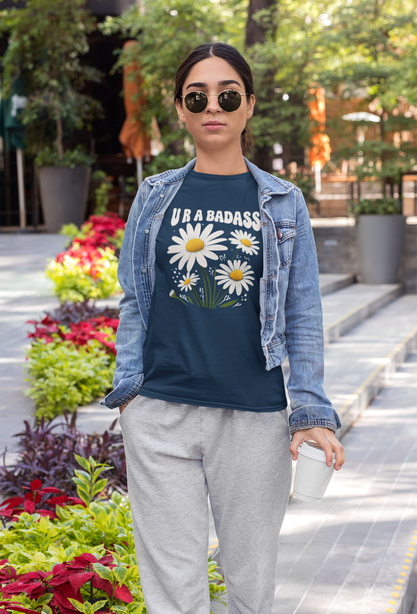 Badass Daisy Tee, Inspirational T-Shirt, Gift for Her, Floral Graphic Shirt, Motivational Casual Wear product thumbnail image