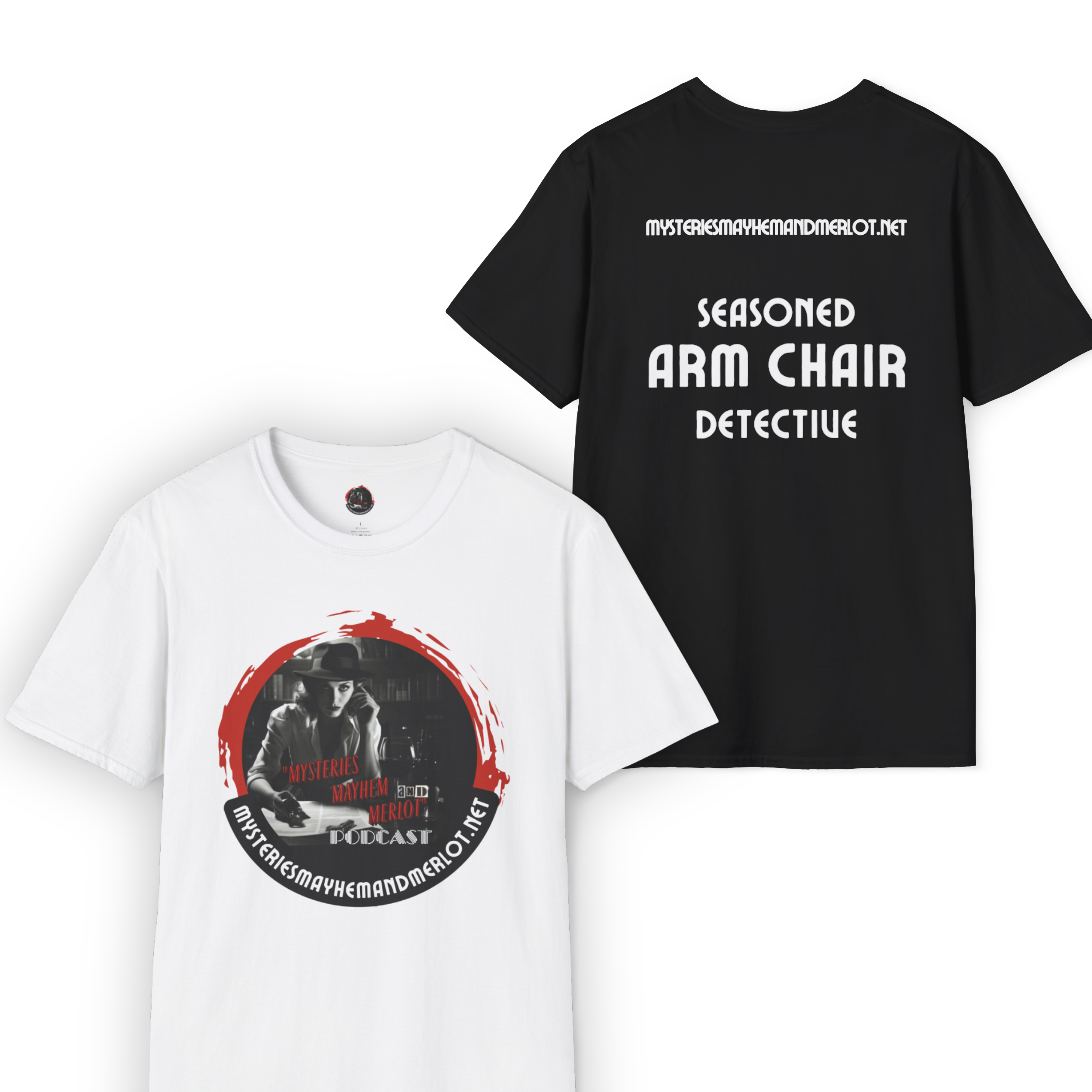 Mysteries, Mayhem & Merlot Podcast Unisex Softstyle T-Shirt Mysteries, Mayhem & Merlot Podcast Unisex Softstyle T-Shirt