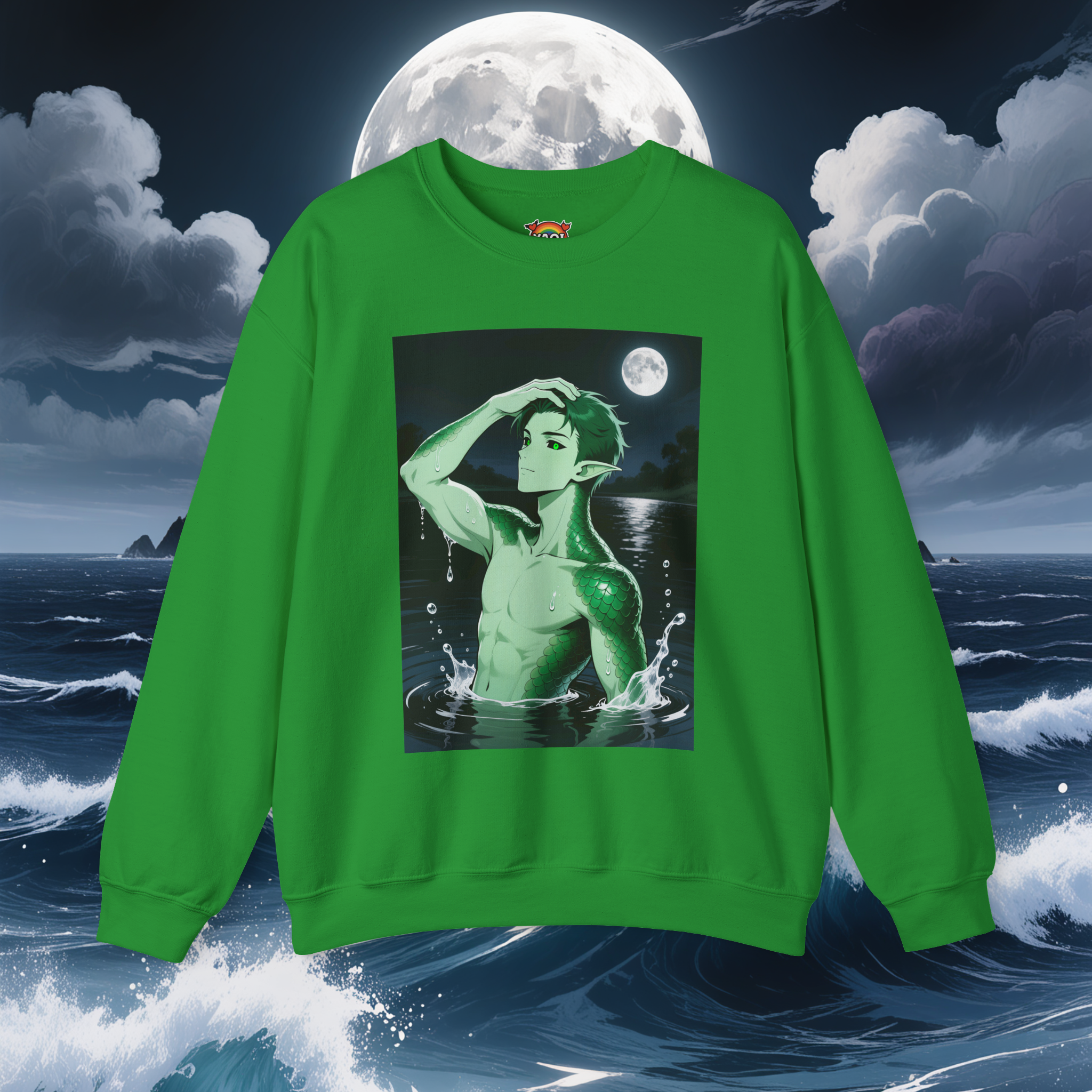 Sea Creature Anime Crewneck Sweatshirt — Unisex Heavy-Blend Pullover (Gothic Lagoon Monster, Fleece Interior, Custom Embroidery, Oeko-Tex Dyes) product thumbnail image Sea Creature Anime Crewneck Sweatshirt — Unisex Heavy-Blend Pullover (Gothic Lagoon Monster, Fleece Interior, Custom Embroidery, Oeko-Tex Dyes) product thumbnail image