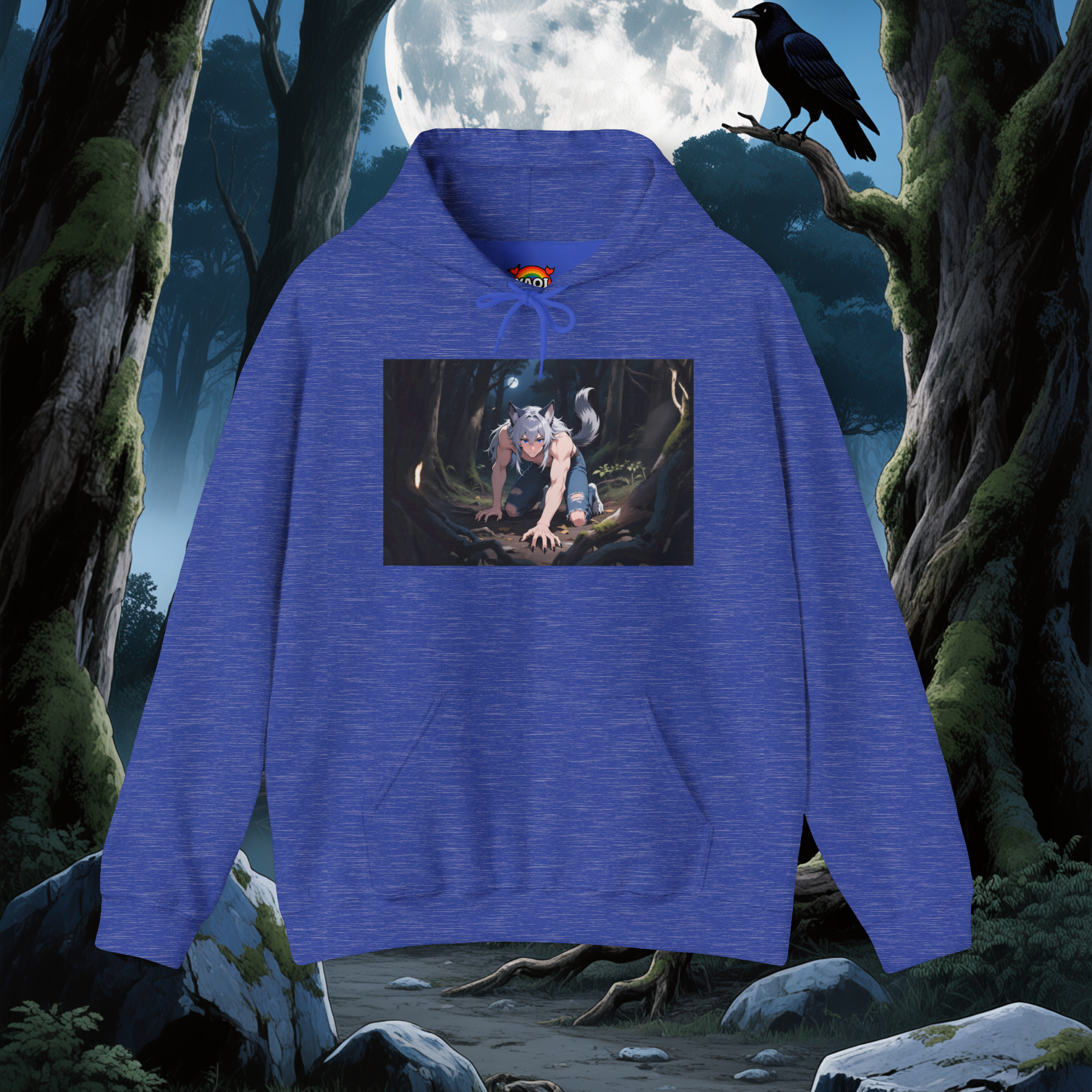 Moonlit Werewolf Unisex Hoodie — Halloween Anime Wolfman Sweatshirt | Yaoi Monsters product thumbnail image Moonlit Werewolf Unisex Hoodie — Halloween Anime Wolfman Sweatshirt | Yaoi Monsters product thumbnail image