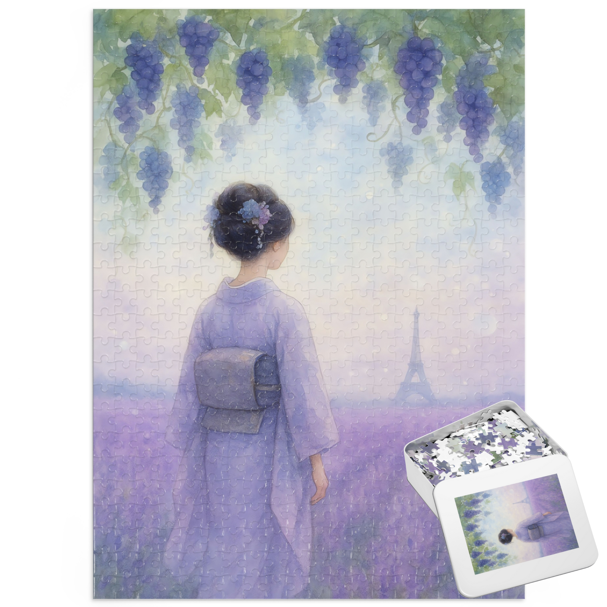 French Lavender &amp; Grapes: Kimono in Bloom (Edition.4) Jigsaw Puzzle product thumbnail image