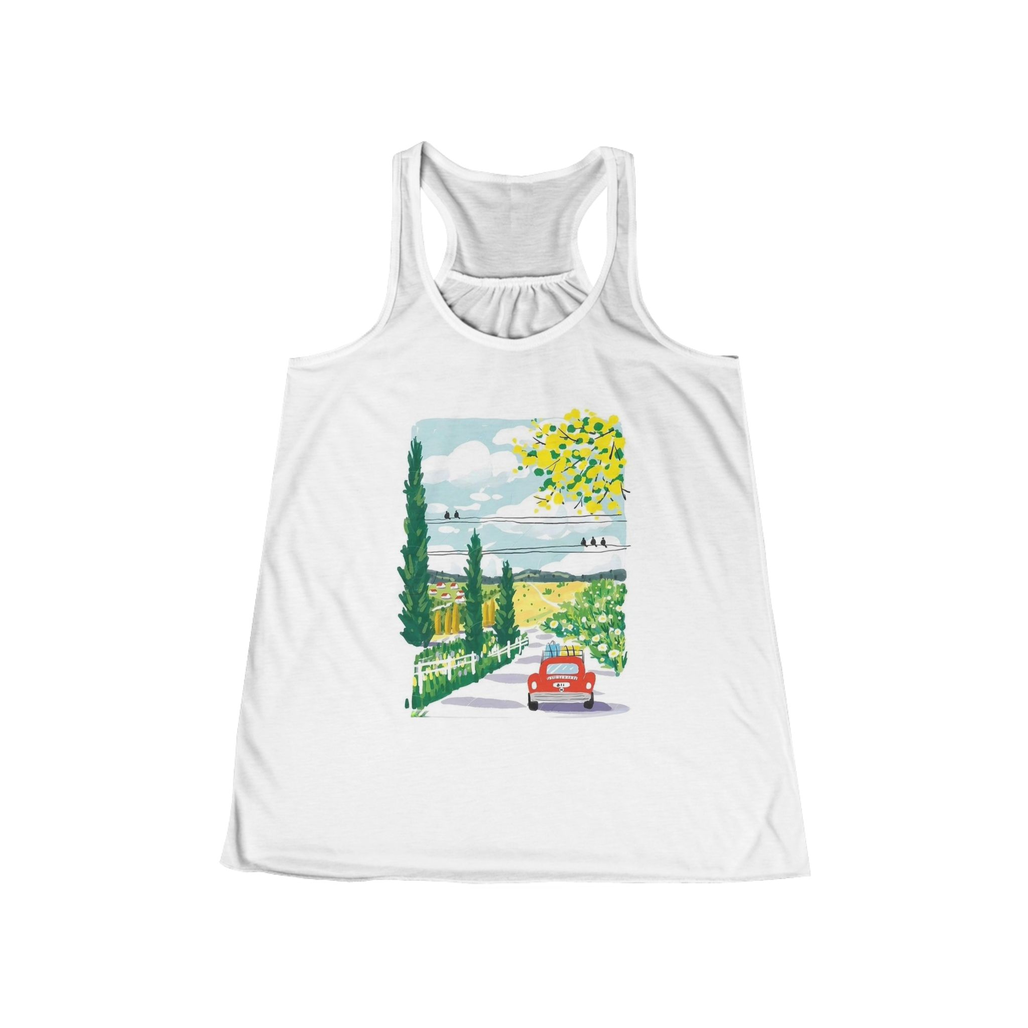 Personalized Women's Flowy Racerback Tank Top, Perfect for Summer, Workout, Yoga, Beach Day, Casual Wear, Gifts for Her product thumbnail image