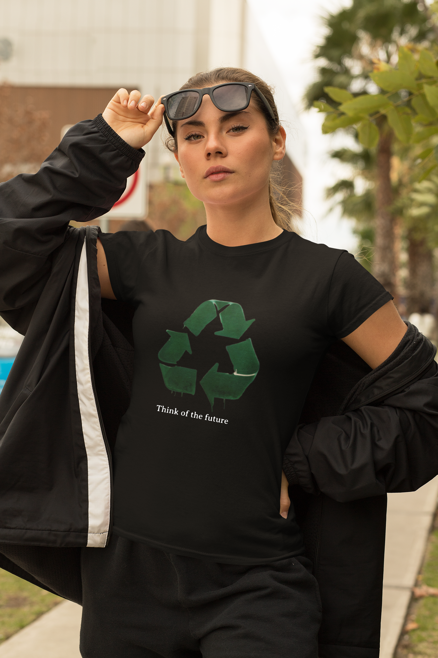 Eco-Conscious Unisex Tee - Think of the Future, Sustainable Fashion, Recycled Materials, Environmental Awareness, Casual Wear product thumbnail image