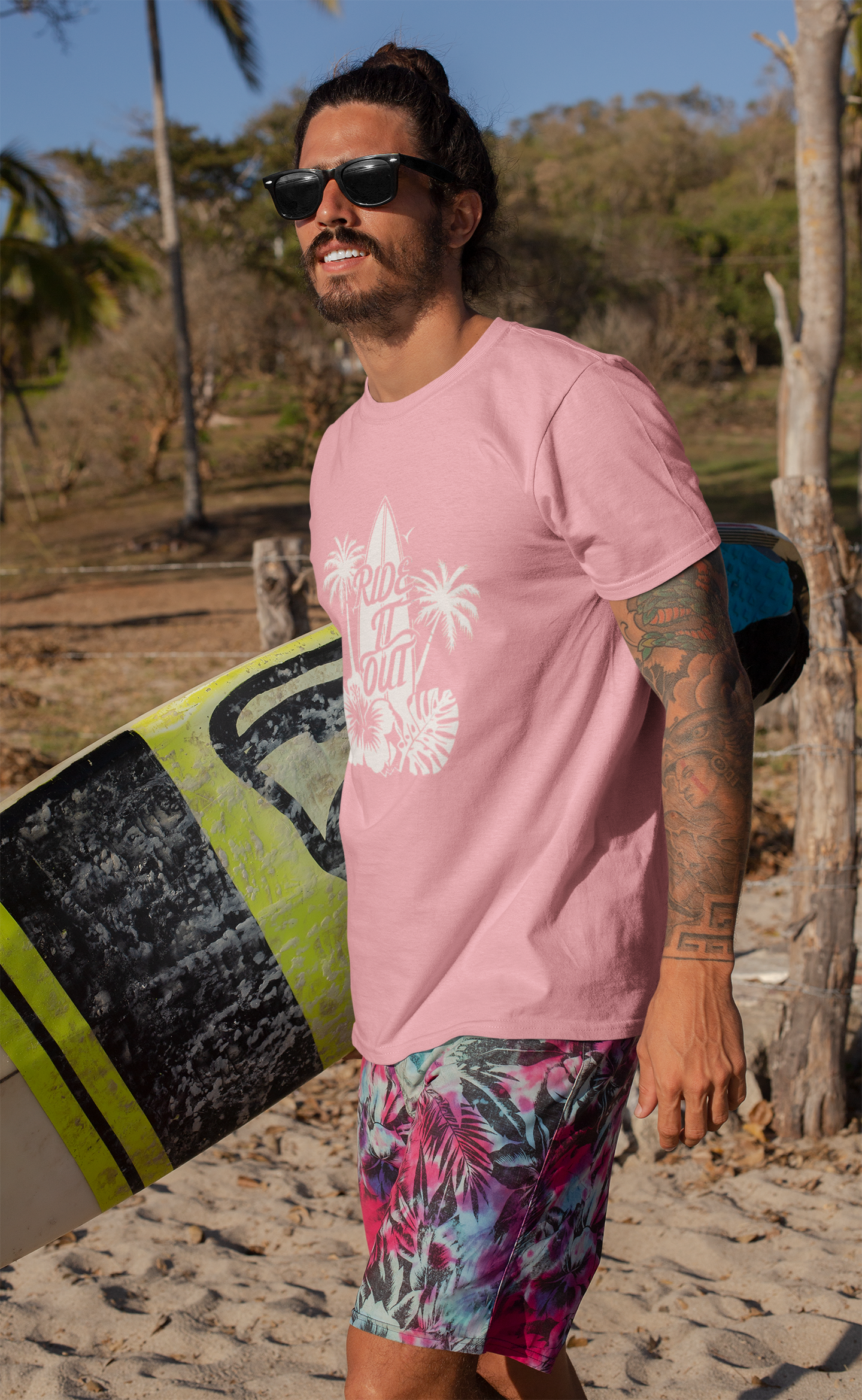Surf-Inspired Unisex Tee, 'Ride It Out' Beach Vibes Shirt, Casual Summer Wear, Gift for Surfers, Vacation Apparel product thumbnail image