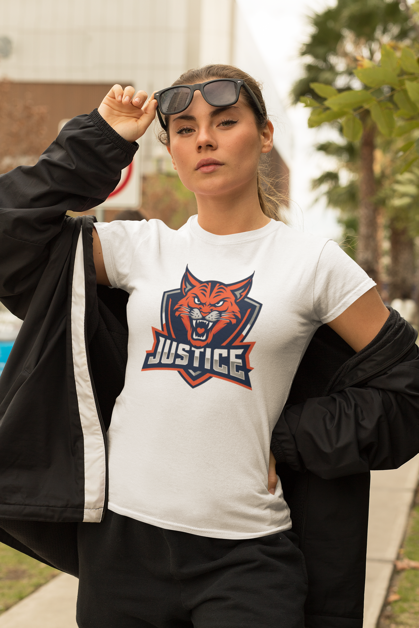 Fierce Justice Tee - Unisex Jersey Short Sleeve Shirt, Animal Print Tee, Graphic Tee, Rebel Wear, Statement Shirt, Gift for Activists product thumbnail image