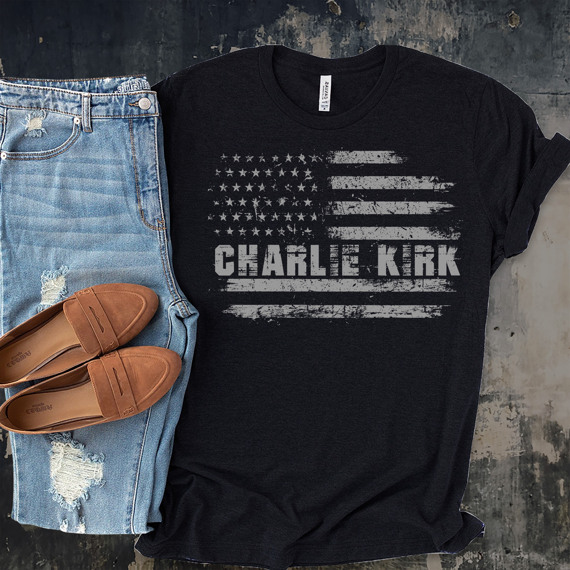American Flag - Charlie Kirk T-Shirt product thumbnail image American Flag - Charlie Kirk T-Shirt product thumbnail image