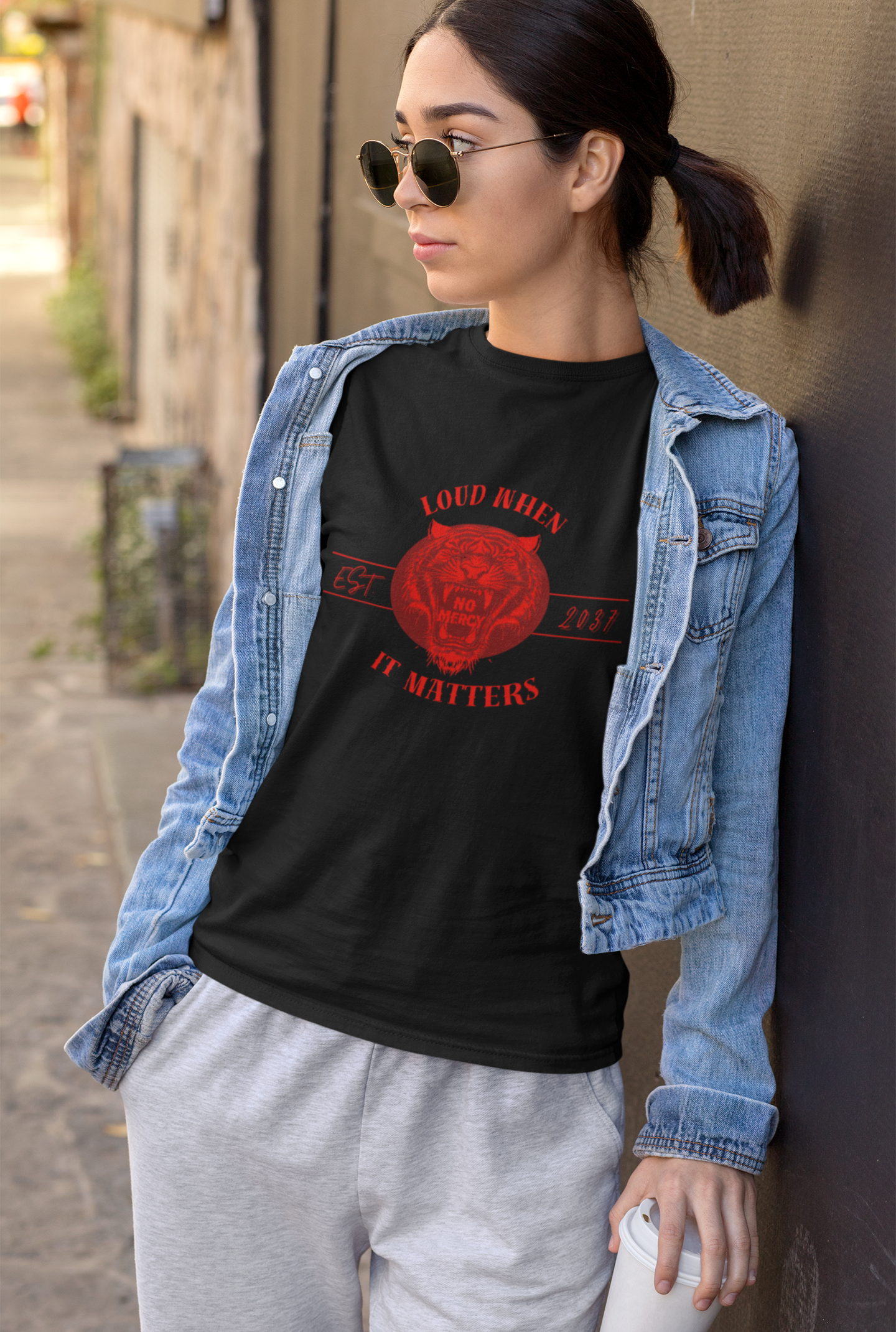 Fierce Tiger Graphic Tee - No Mercy Unisex Shirt, Animal Lover Gift, Bold Statement Apparel, Casual Wear, Unique Graphic T-Shirt product thumbnail image