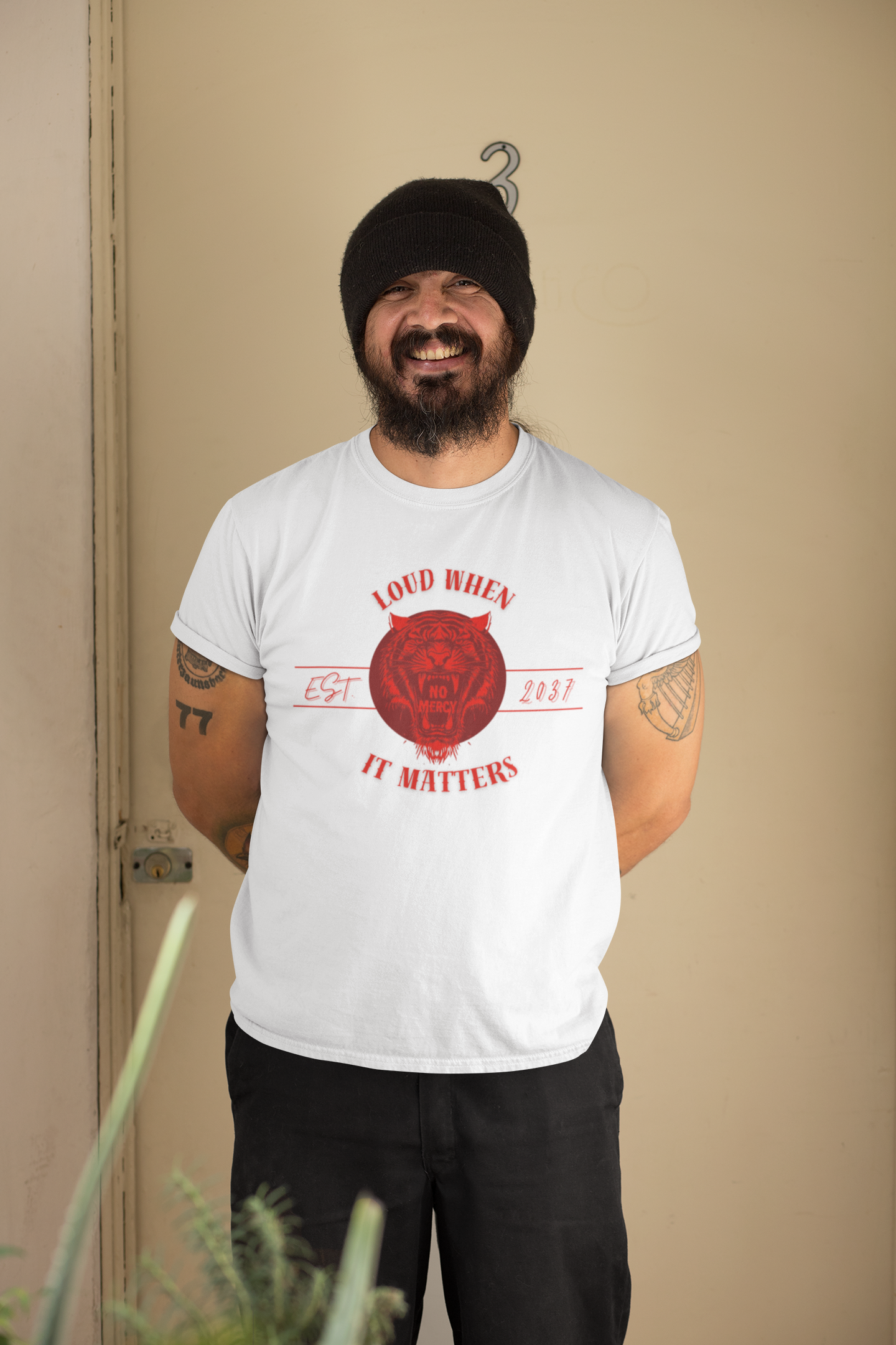 Fierce Tiger Graphic Tee - No Mercy Unisex Shirt, Animal Lover Gift, Bold Statement Apparel, Casual Wear, Unique Graphic T-Shirt product thumbnail image