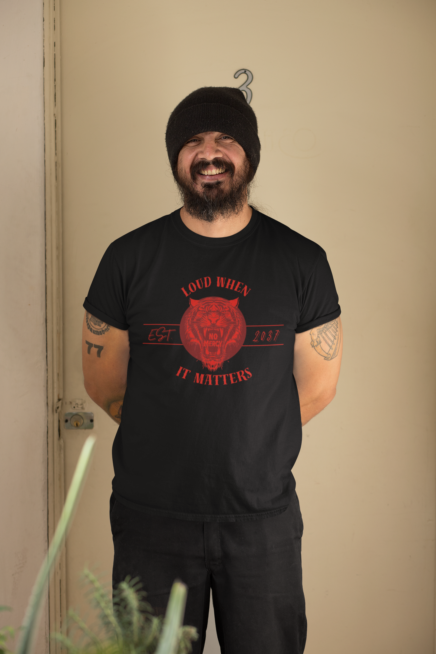 Fierce Tiger Graphic Tee - No Mercy Unisex Shirt, Animal Lover Gift, Bold Statement Apparel, Casual Wear, Unique Graphic T-Shirt product thumbnail image