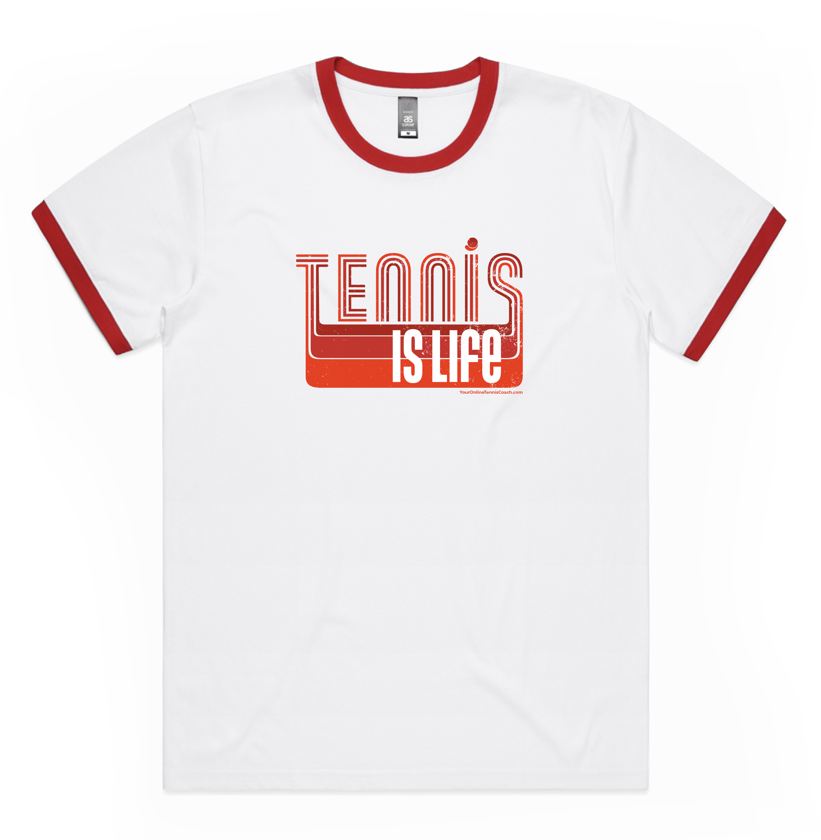 Tennis Is Life Red Retro Ringer Tee
