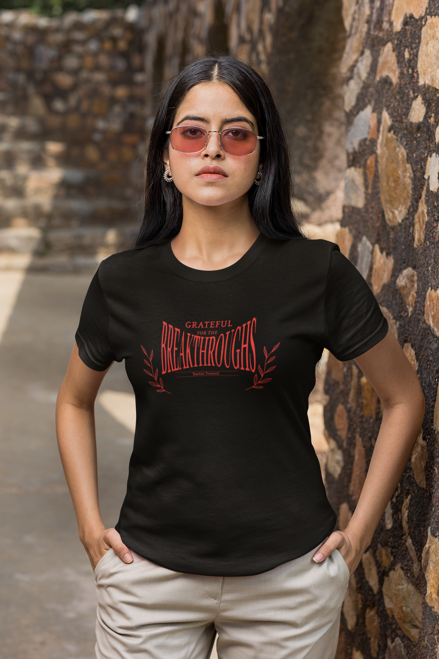 Grateful Breakthroughs Tee, Inspirational Graphic Shirt for Mindfulness, Casual Wear, Gift for Friend, Positive Vibes T-Shirt product thumbnail image
