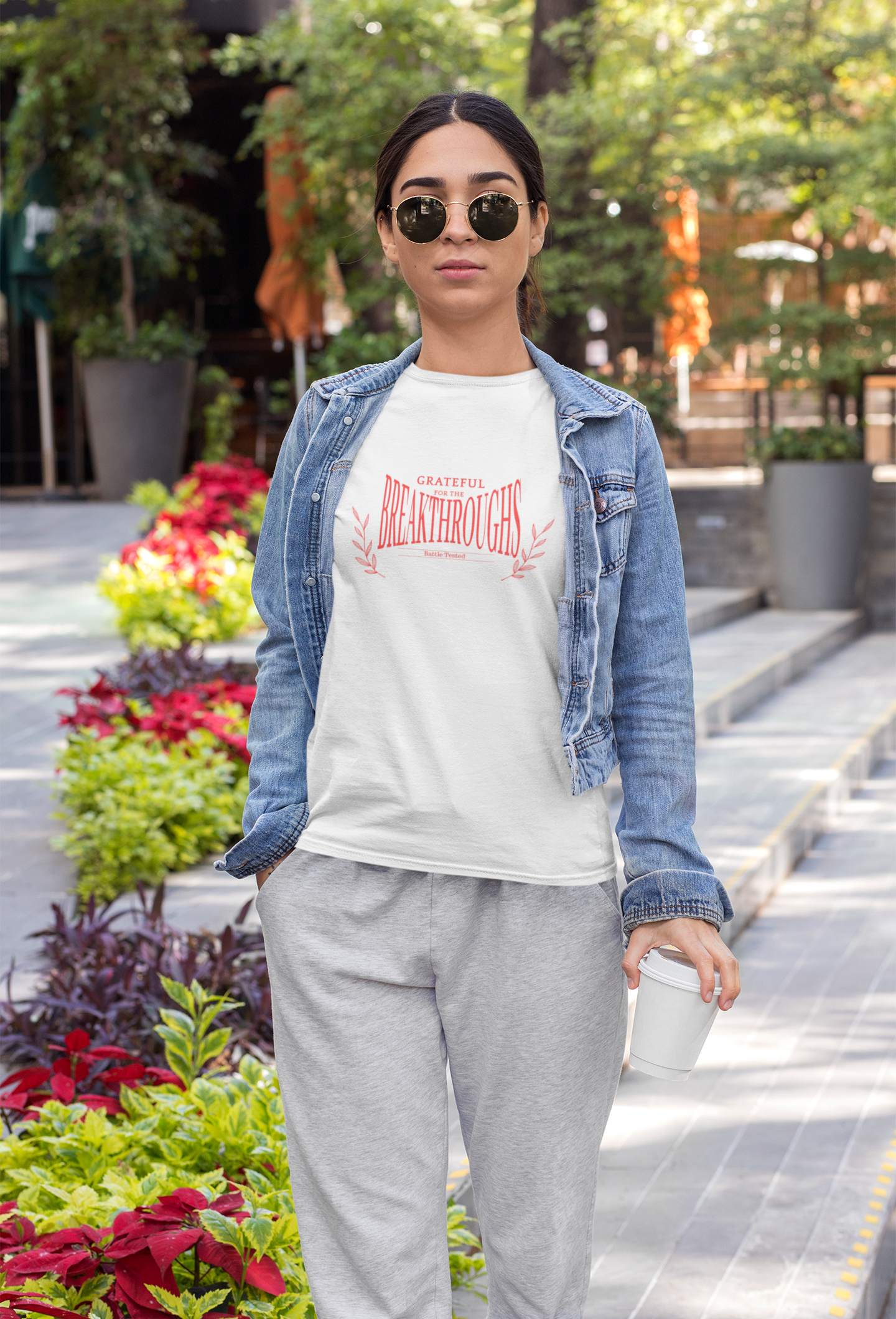 Grateful Breakthroughs Tee, Inspirational Graphic Shirt for Mindfulness, Casual Wear, Gift for Friend, Positive Vibes T-Shirt product thumbnail image