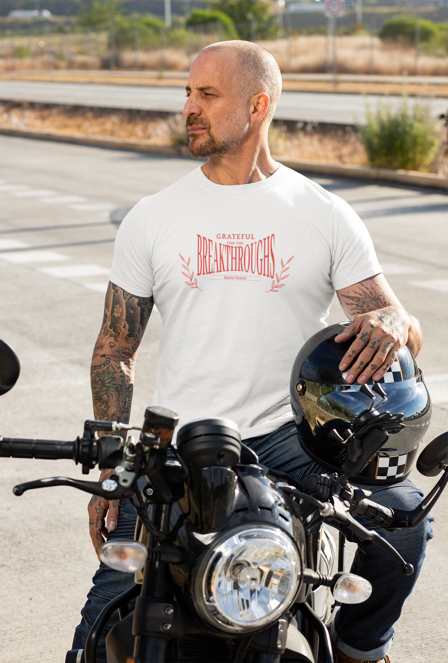 Grateful Breakthroughs Tee, Inspirational Graphic Shirt for Mindfulness, Casual Wear, Gift for Friend, Positive Vibes T-Shirt product thumbnail image