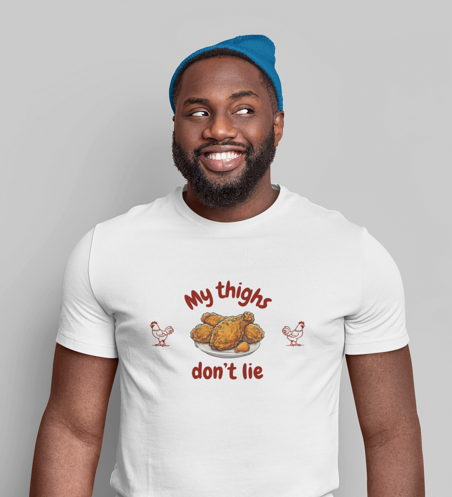 Funny Chicken Themed Tee, My Thighs Don't Lie, Casual Shirt for Food Lovers, Gift for Chicken Enthusiasts, Humor T-Shirt for Parties