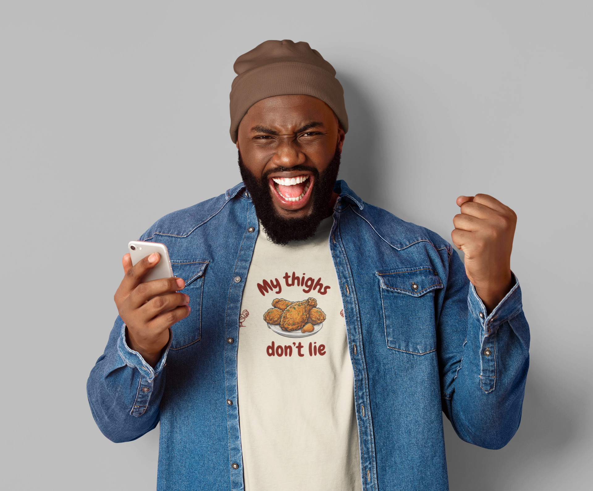 Funny Chicken Themed Tee, My Thighs Don't Lie, Casual Shirt for Food Lovers, Gift for Chicken Enthusiasts, Humor T-Shirt for Parties product thumbnail image