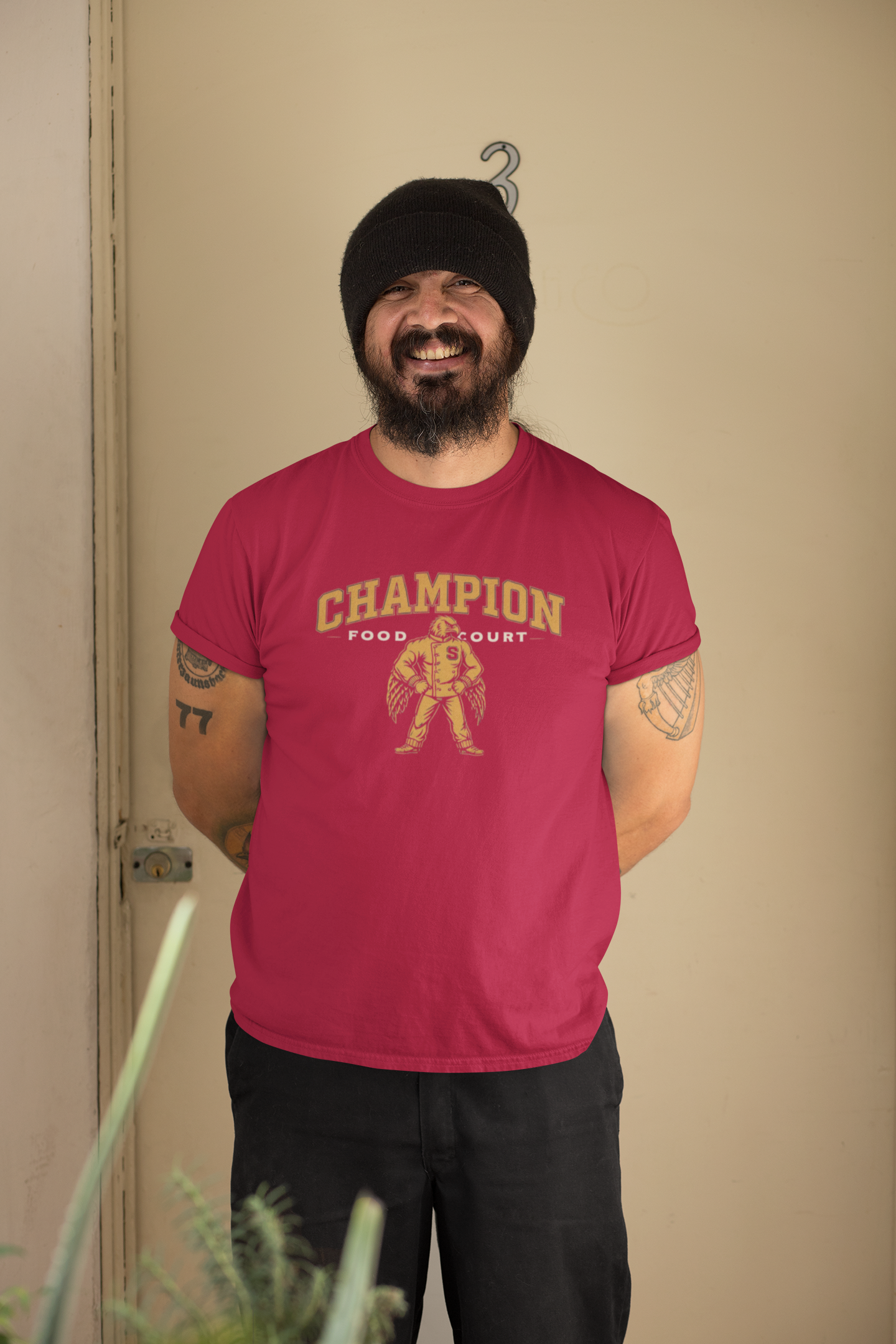 Champion Food Court T-Shirt | Unisex Jersey Tee, Casual Wear, Gift for Foodies, Vintage Style Tee, Everyday Comfort Shirt product thumbnail image
