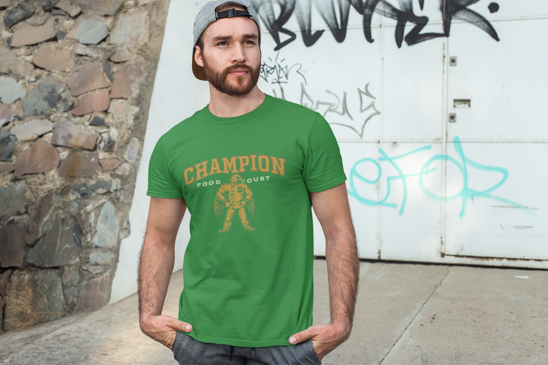 Champion Food Court T-Shirt | Unisex Jersey Tee, Casual Wear, Gift for Foodies, Vintage Style Tee, Everyday Comfort Shirt product thumbnail image