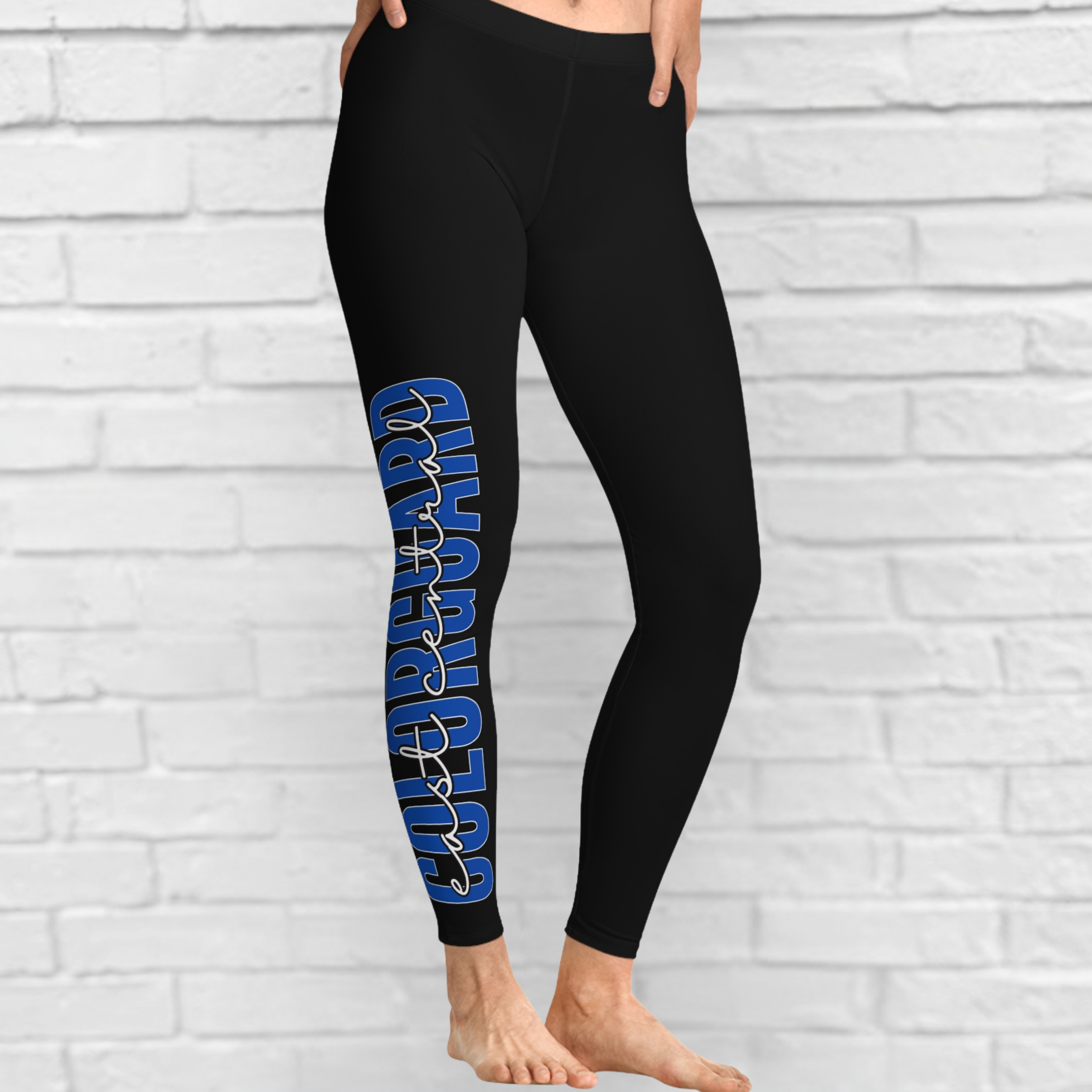 Custom Color Guard - Mid-Waist Ankle Length Stretch Leggings 