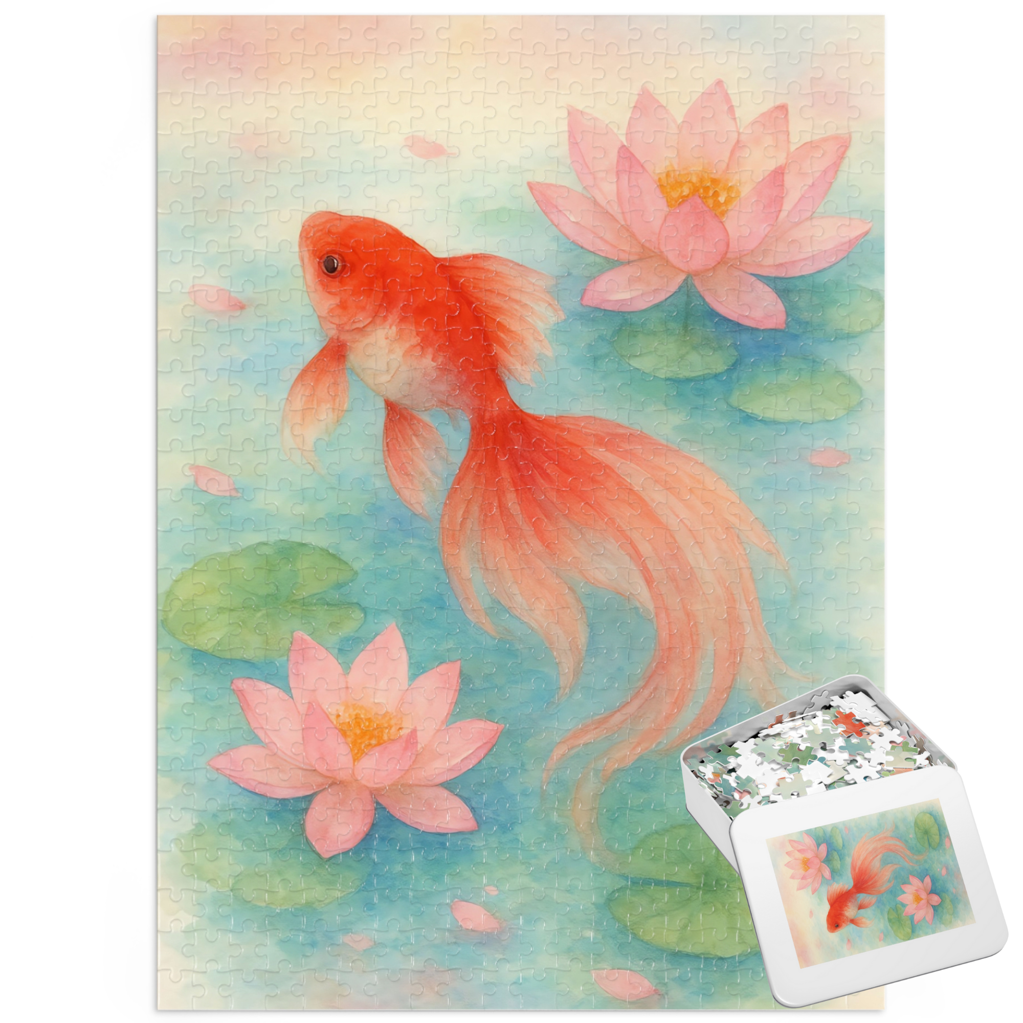 Tranquil Waters: A Goldfish and Lotus Jigsaw Puzzle
