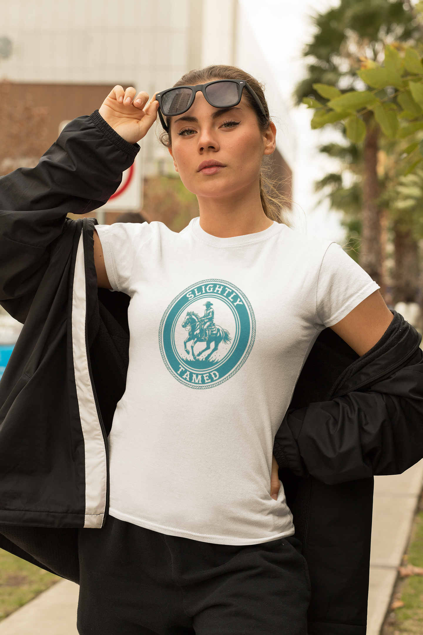 Slightly Tamed Women's Tee - Casual Everyday Shirt, Gift for Horse Lovers, Equestrian Apparel, Birthday Gift, Relaxed Fit T-Shirt product thumbnail image