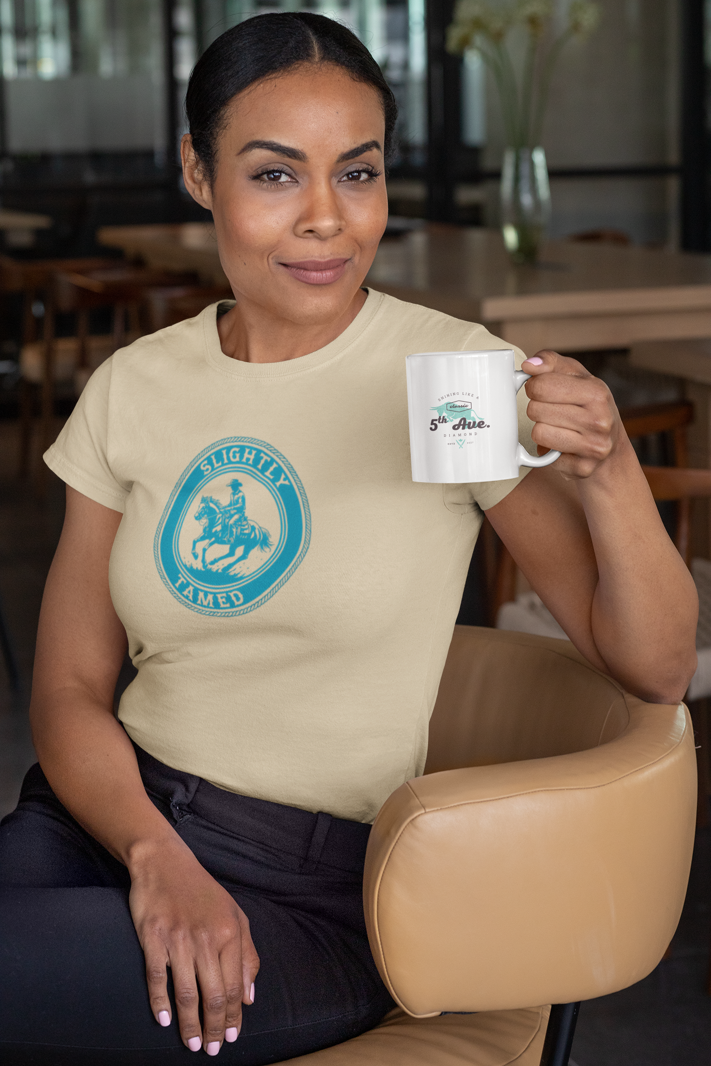 Slightly Tamed Women's Tee - Casual Everyday Shirt, Gift for Horse Lovers, Equestrian Apparel, Birthday Gift, Relaxed Fit T-Shirt product thumbnail image