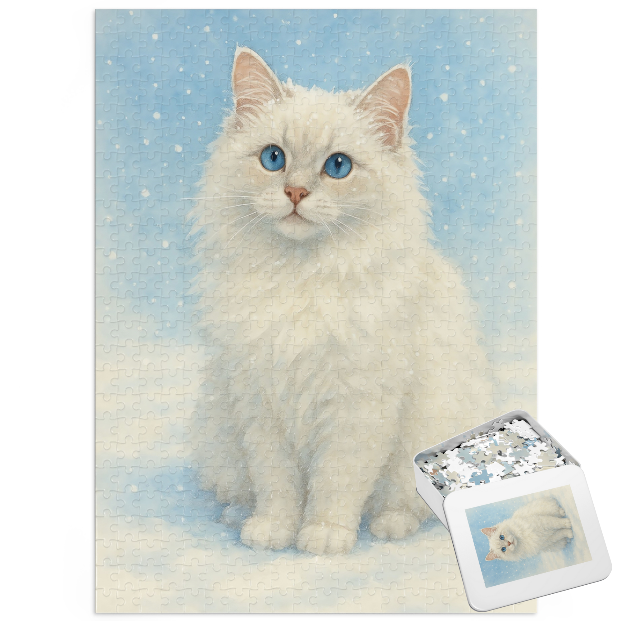 Winter Wonderland: A Fluffy White Cat Jigsaw Puzzle