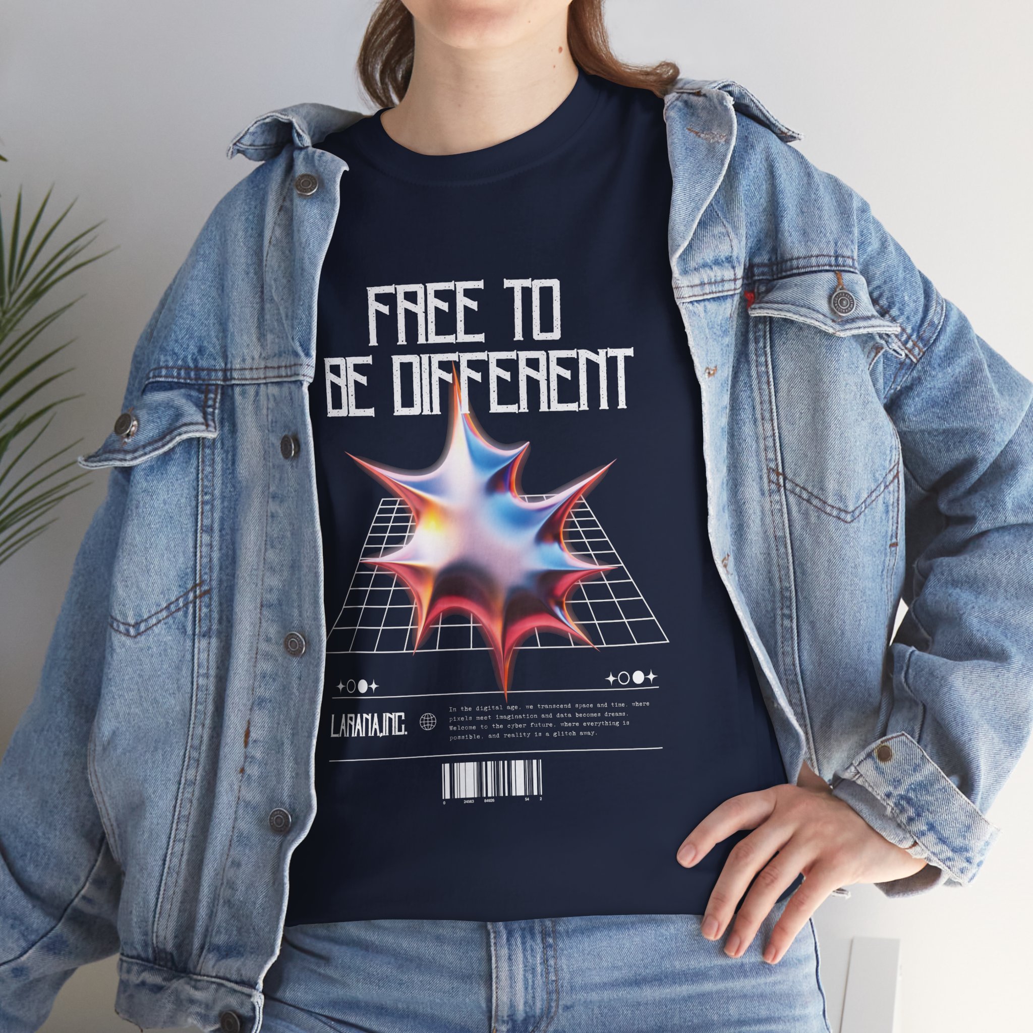 Retro Graphic Tee - 'Free to Be Different', Unisex Heavy Cotton Tee, Vintage Style T-Shirt, Unique Casual Wear, Gift for Creative Souls