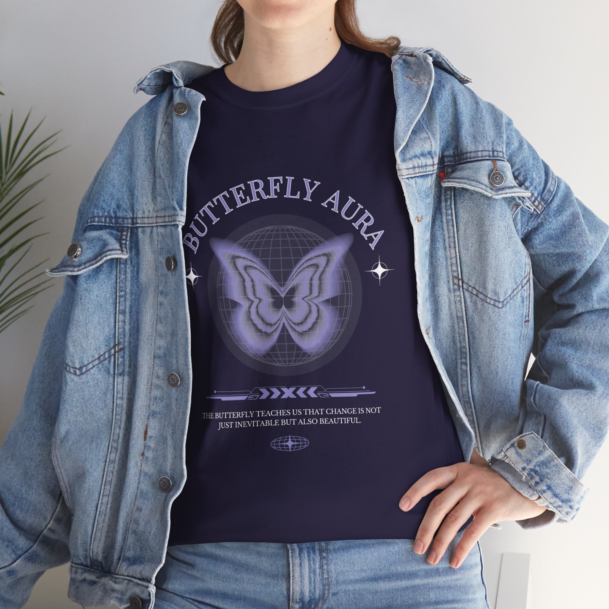 Butterfly Unisex Heavy Cotton Tee - Boho Vibe Graphic T-Shirt, Casual Wear, Gift for Her, Festival Attire, Nature Lover Shirt