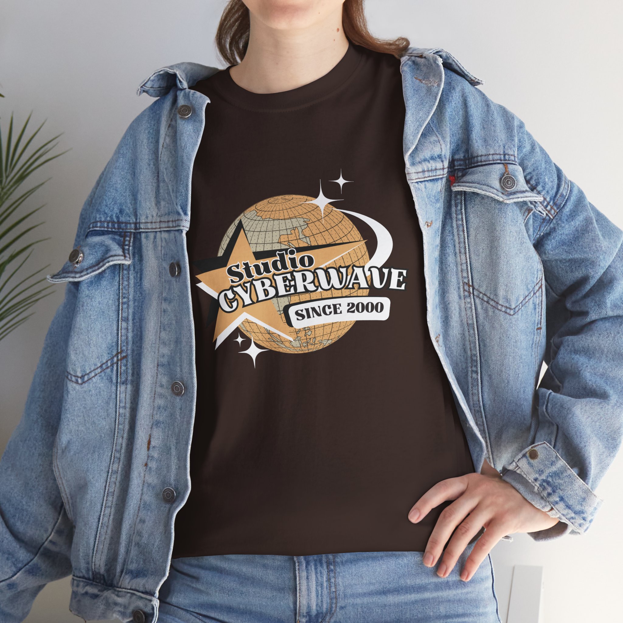 Studio Cyberwave Unisex Heavy Cotton Tee, Retro Graphic T-Shirt, Casual Wear, Gifting Item, Music Studio Apparel