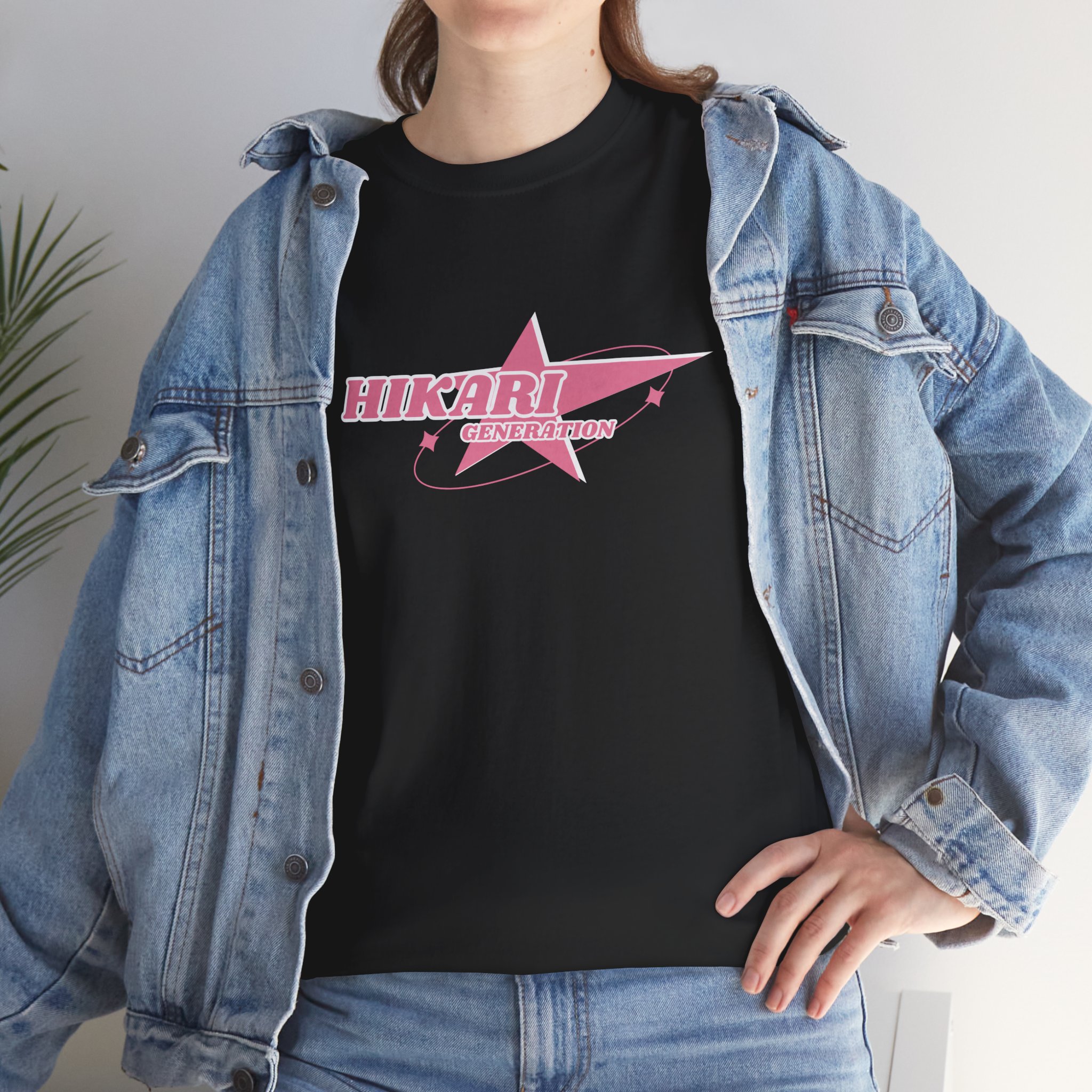 Hikari Star Unisex Heavy Cotton Tee, Relaxed Fit T-Shirt, Gift for Her/Him, Casual Wear, Birthday Celebration Tee