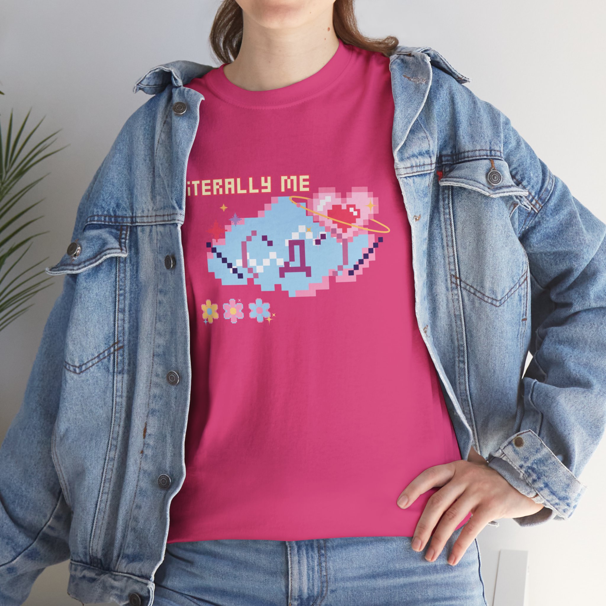 Pixel Heart Unisex Heavy Cotton Tee, Cute Graphic T-Shirt, Casual Wear, Gift for Her, Valentine's Day, Playful Style