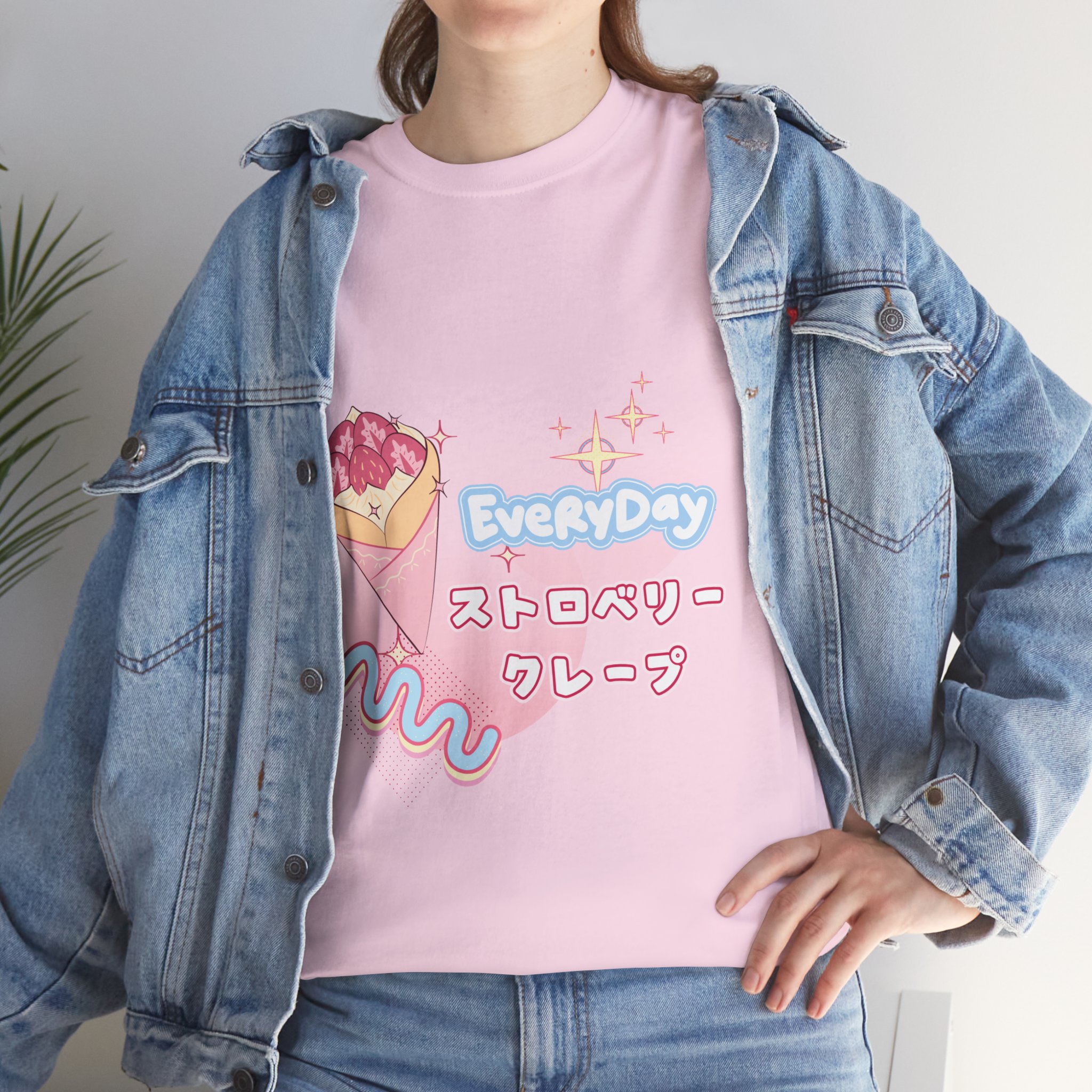 Cute Strawberry Crepe Tee, Unisex T-Shirt, Soft Cotton Top for Everyday Wear, Summer Casual Style