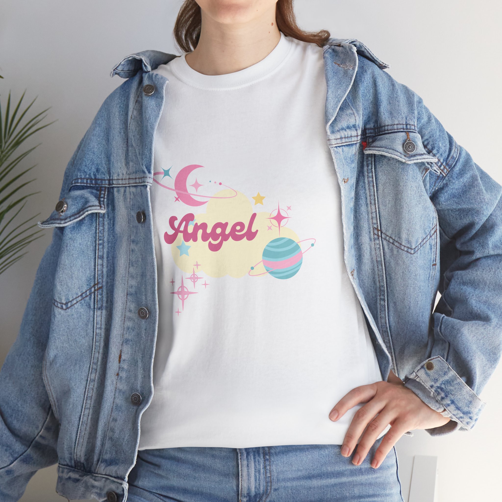 Angel Tee, Unisex Heavy Cotton T-Shirt, Cute Graphic Tee, Everyday Wear
