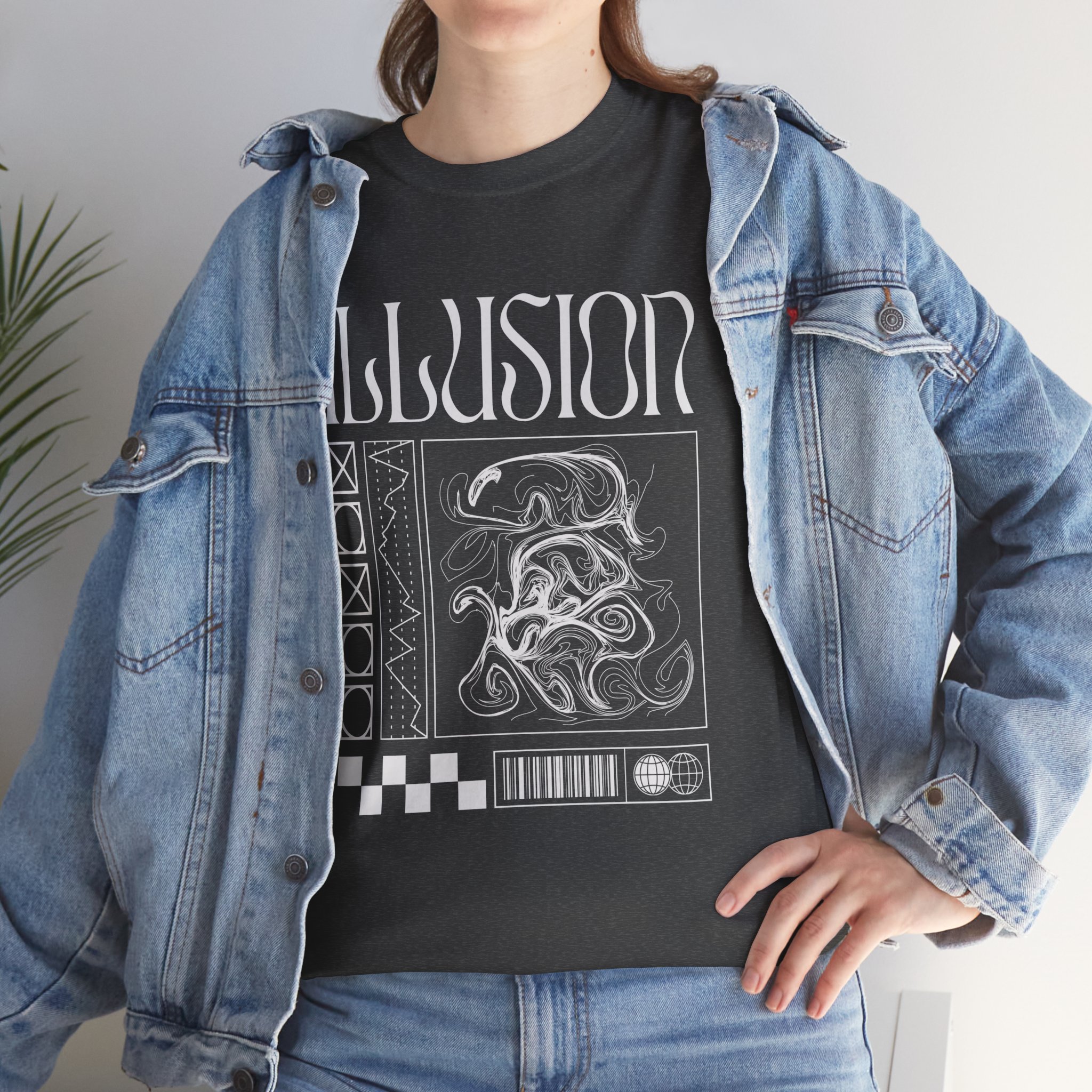 Illusion Graphic Unisex Heavy Cotton Tee | Trendy Streetwear, Gift for Art Lovers, Graphic T-Shirt, Fall Fashion, Unique T-Shirt product thumbnail image Illusion Graphic Unisex Heavy Cotton Tee | Trendy Streetwear, Gift for Art Lovers, Graphic T-Shirt, Fall Fashion, Unique T-Shirt product thumbnail image