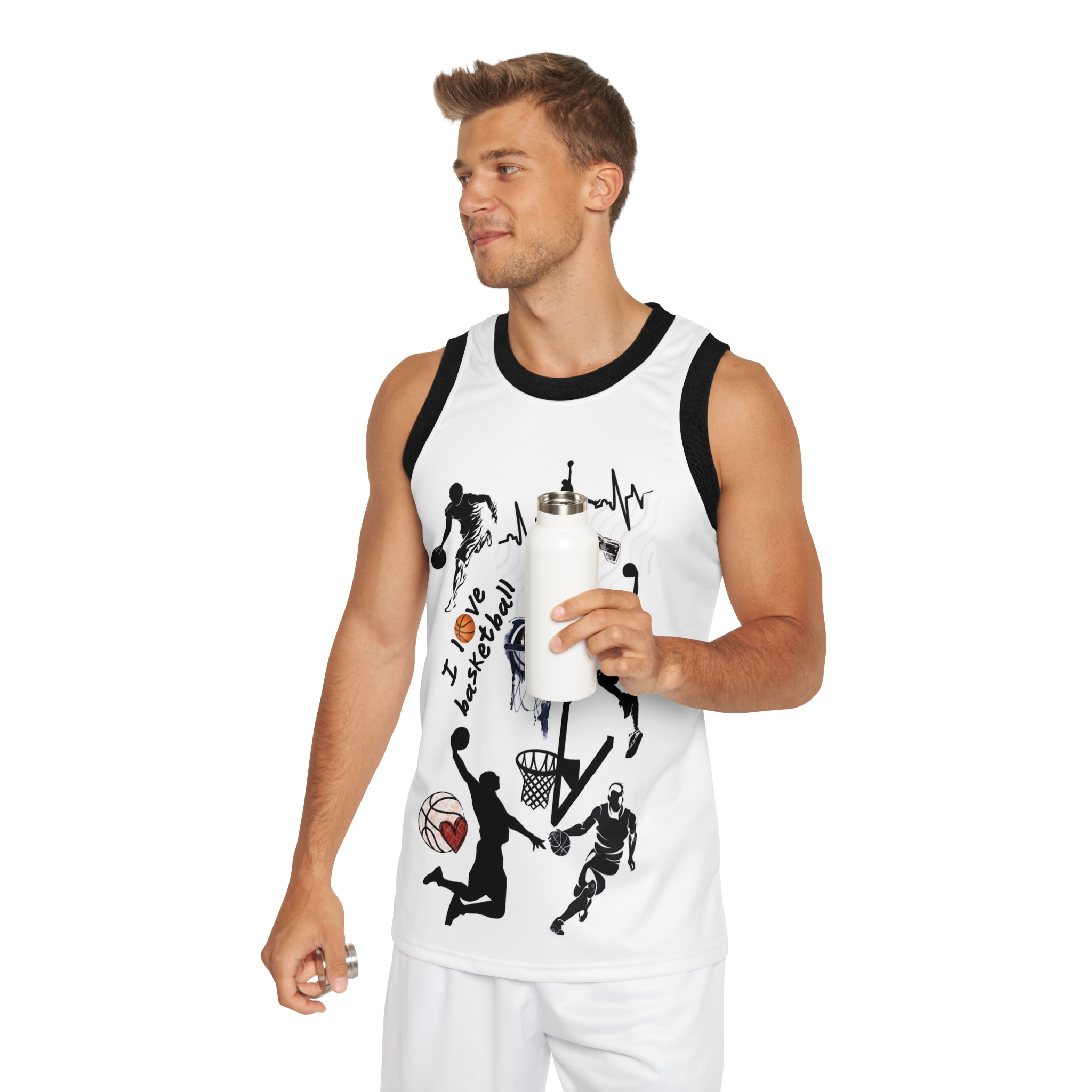 Personalized Basketball Pattern Jersey Tank, Custom Sports Top, Athletic, Trendy Workout Gear, Perfect for Sports Events product thumbnail image