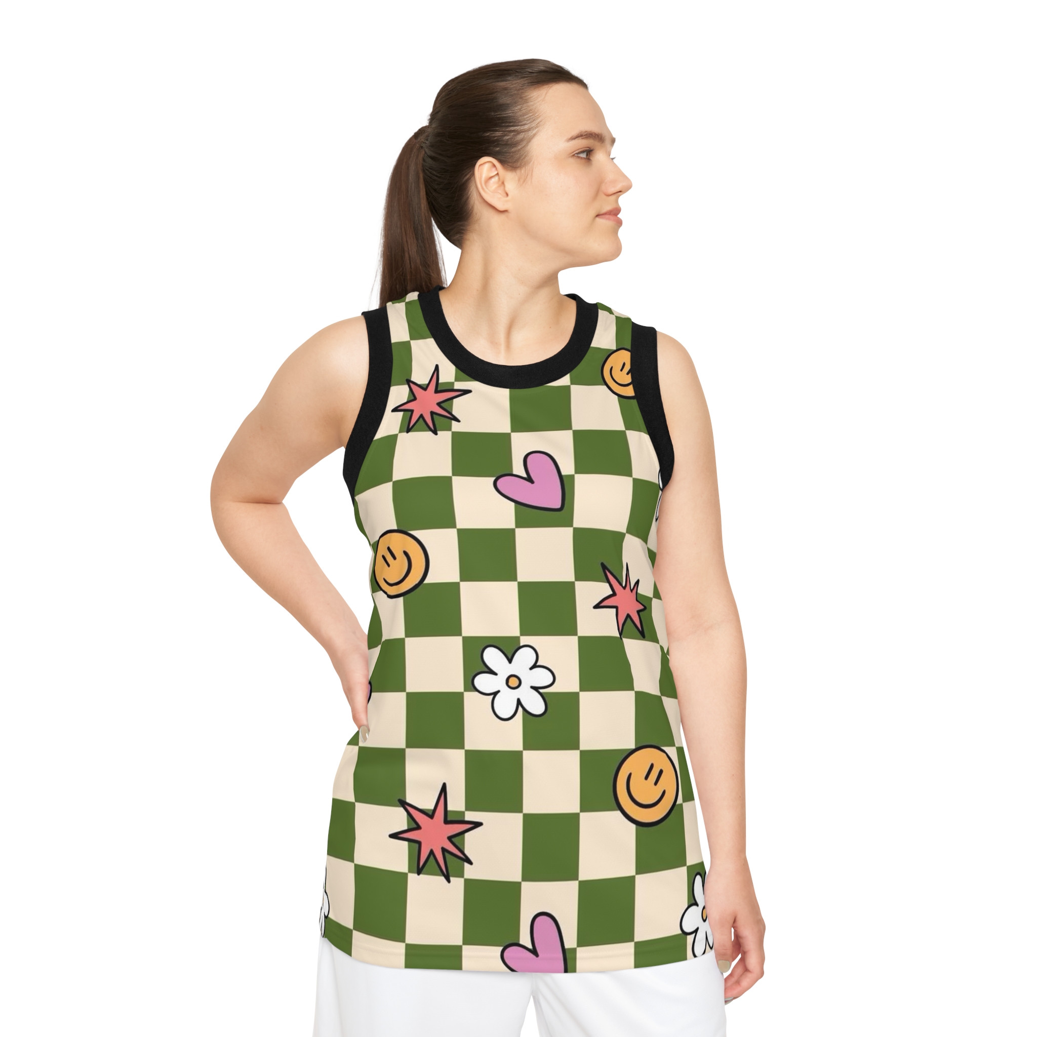 Personalized Basketball Pattern Jersey Tank, Custom Sports Top, Athletic, Trendy Workout Gear, Perfect for Sports Events product thumbnail image