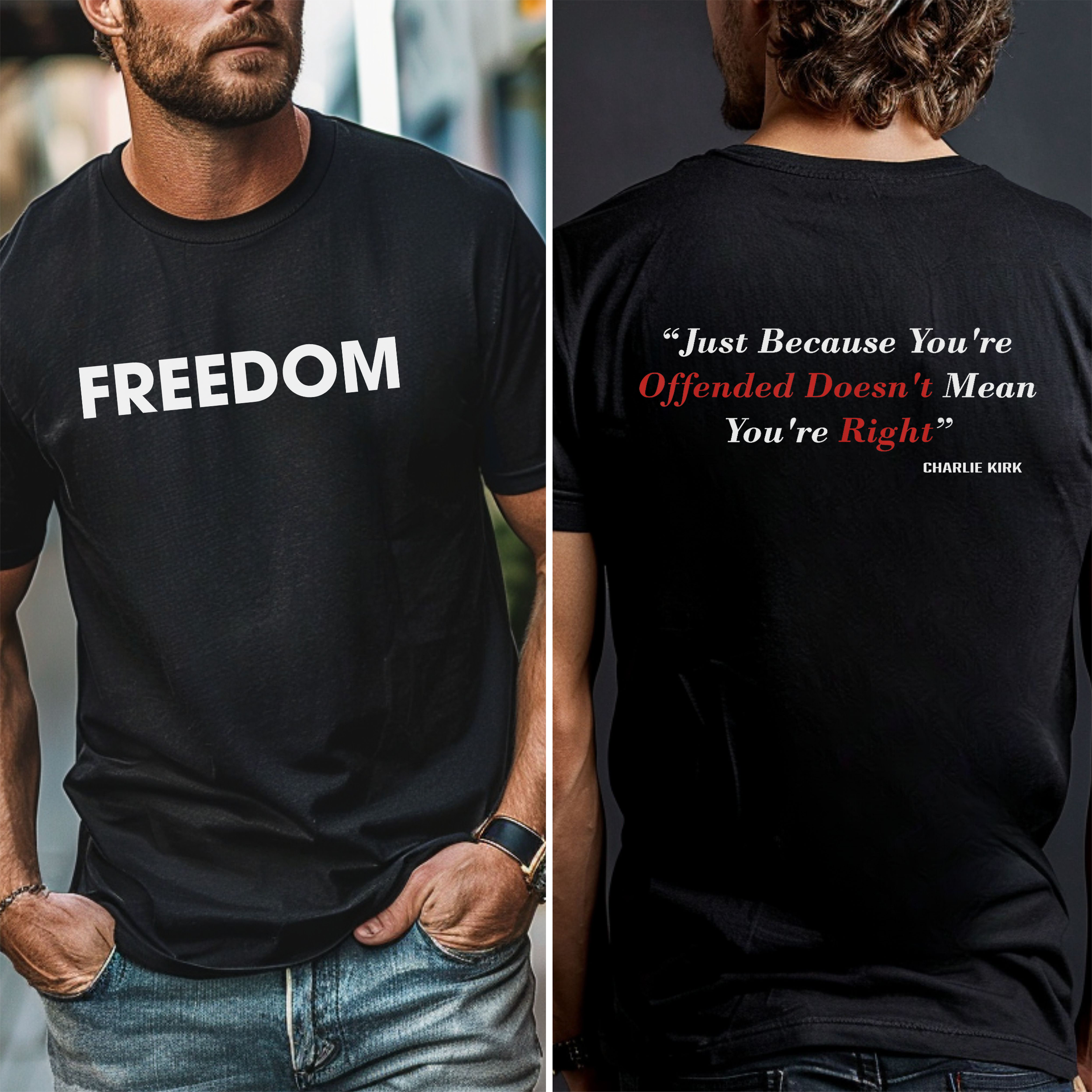 FREEDOM & Charlie Kirk Quote Tshirt product thumbnail image FREEDOM & Charlie Kirk Quote Tshirt product thumbnail image
