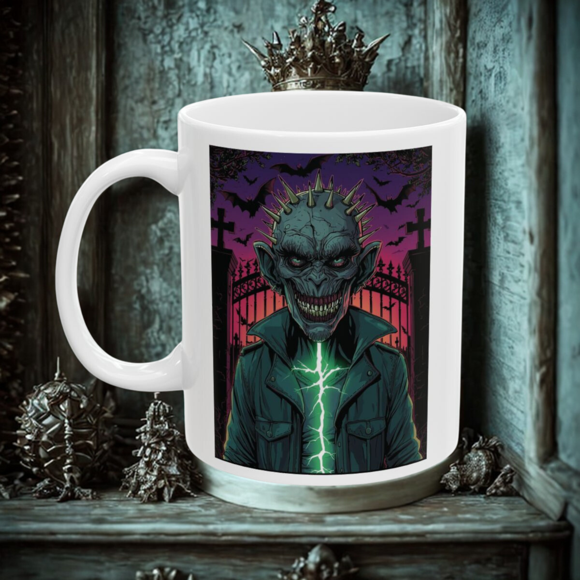 Gothic Skull Ceramic Mug | Halloween Gift, Coffee Cup, Gothic Decor, Spooky Mug, Unique Halloween Decor