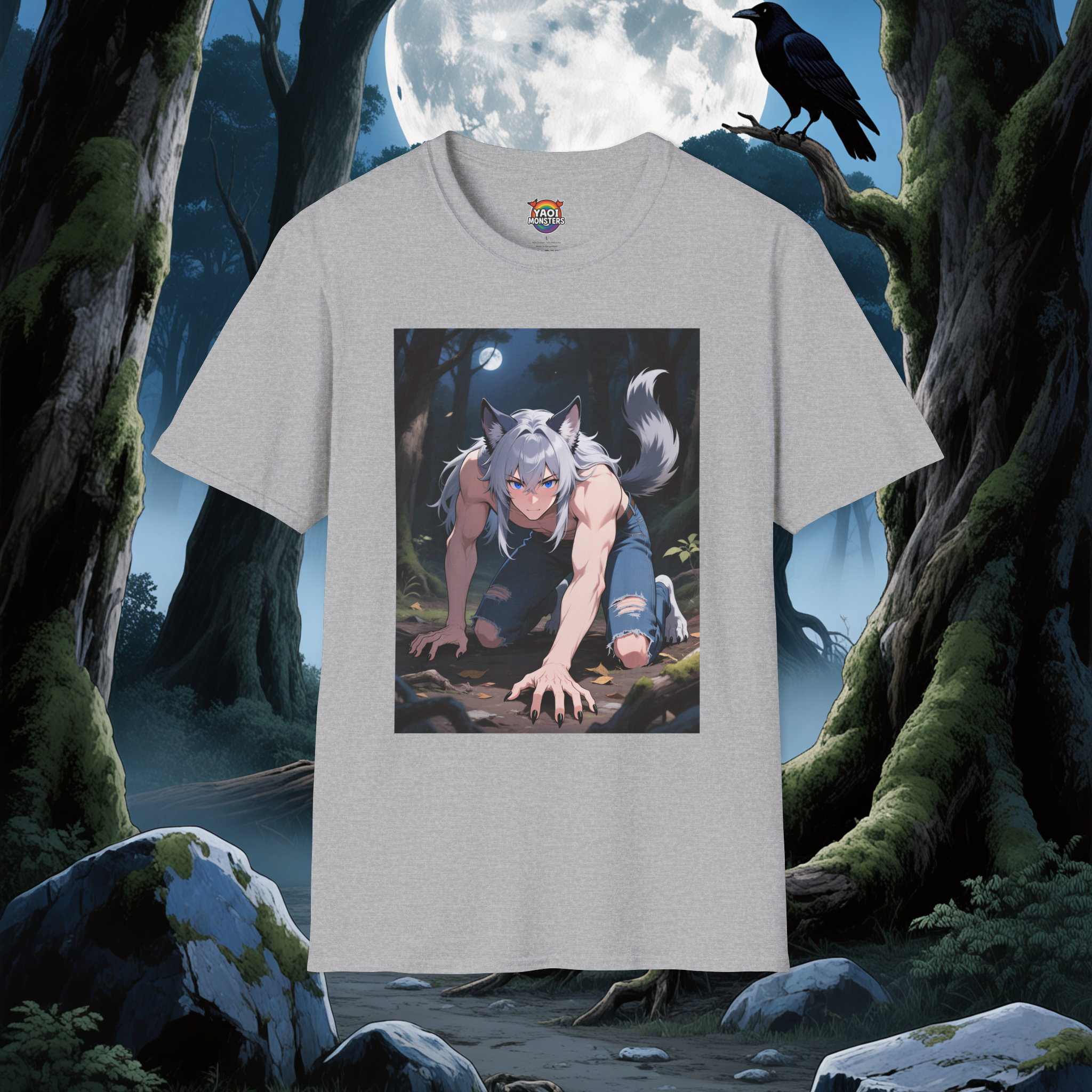 Moonlit Werewolf Unisex T-Shirt — Halloween Anime Wolfman Graphic Tee Moonlit Werewolf Unisex T-Shirt — Halloween Anime Wolfman Graphic Tee
