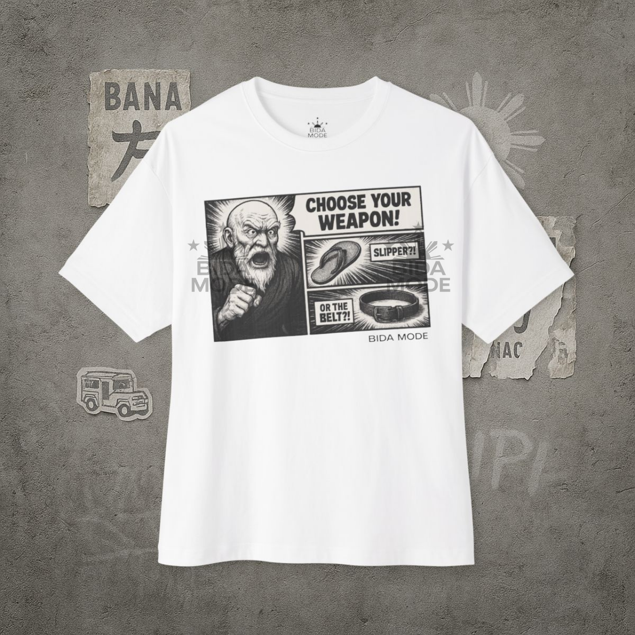 Slipper or Belt T-Shirt | Funny Filipino Meme Graphic Tee | Choose Your Weapon Shirt | Pinoy Humor Streetwear