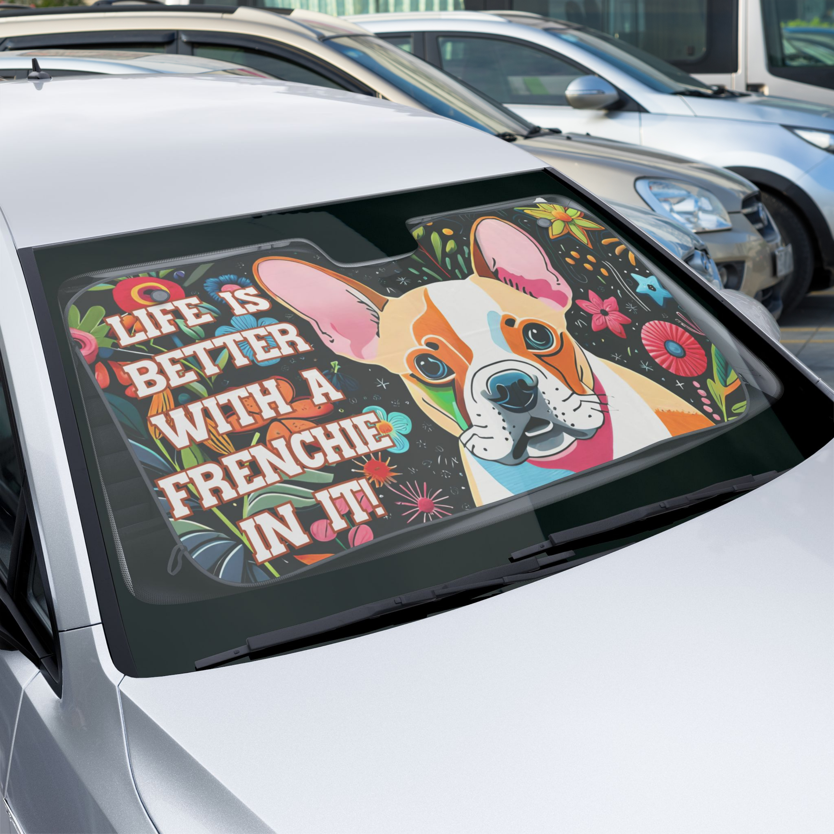 🌸French Bulldog Car Sun Shade – Life’s Better with a Frenchie product thumbnail image 🌸French Bulldog Car Sun Shade – Life’s Better with a Frenchie product thumbnail image