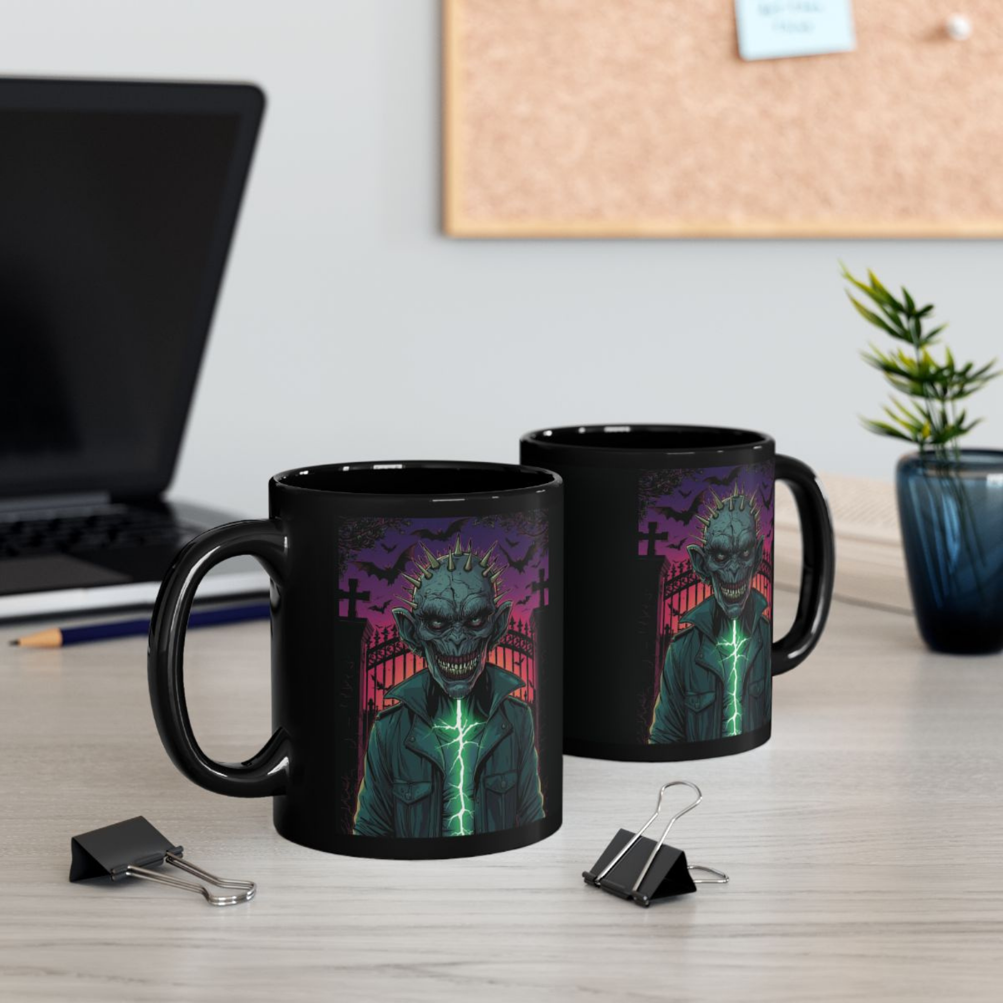 Gothic Skull Halloween Black Mug | Spooky Coffee Cup with Creepy Monster Design | Horror Gift Idea for Halloween Lovers product thumbnail image Gothic Skull Halloween Black Mug | Spooky Coffee Cup with Creepy Monster Design | Horror Gift Idea for Halloween Lovers product thumbnail image