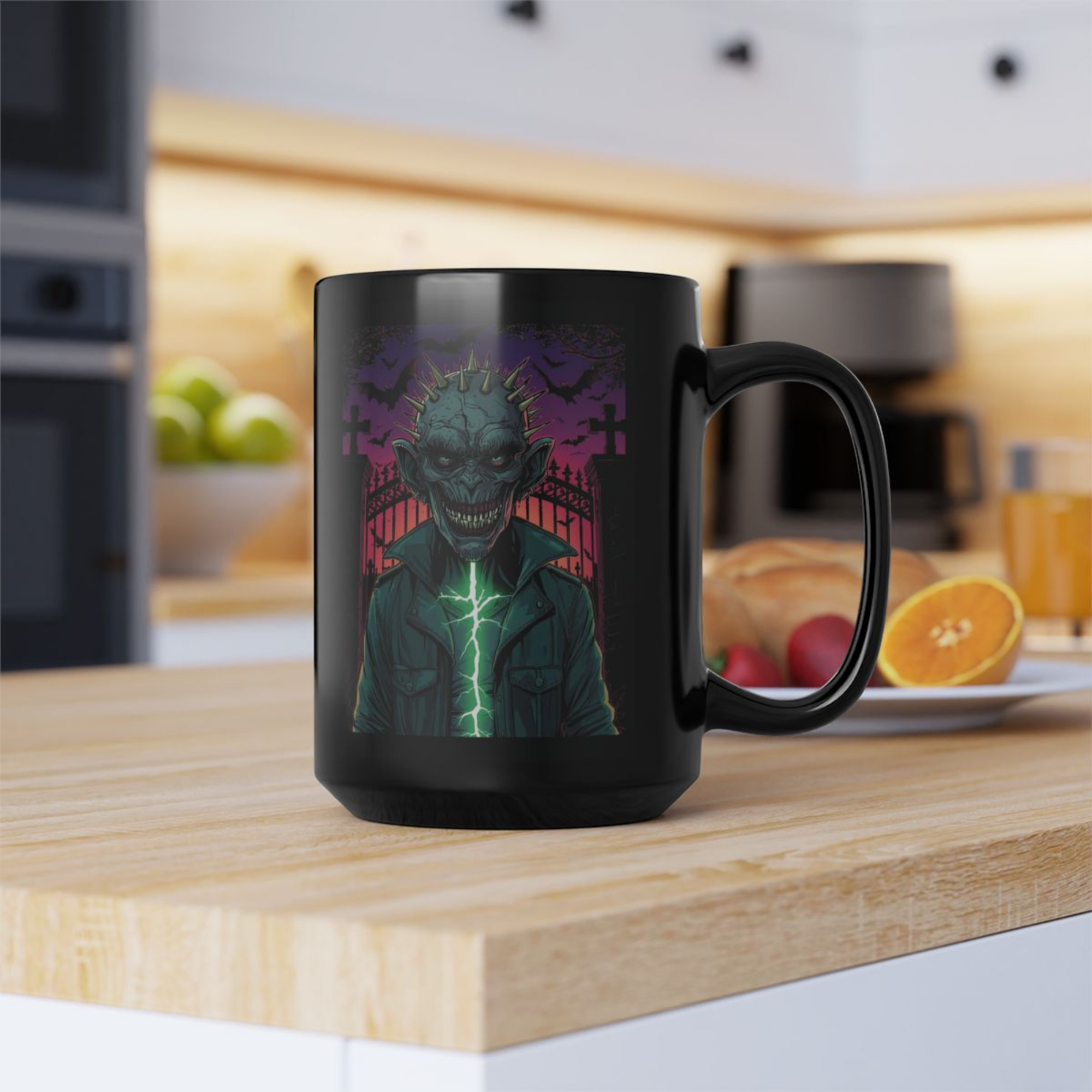 Gothic Skull Halloween Black Mug | Spooky Coffee Cup with Creepy Monster Design | Horror Gift Idea for Halloween Lovers product thumbnail image Gothic Skull Halloween Black Mug | Spooky Coffee Cup with Creepy Monster Design | Horror Gift Idea for Halloween Lovers product thumbnail image
